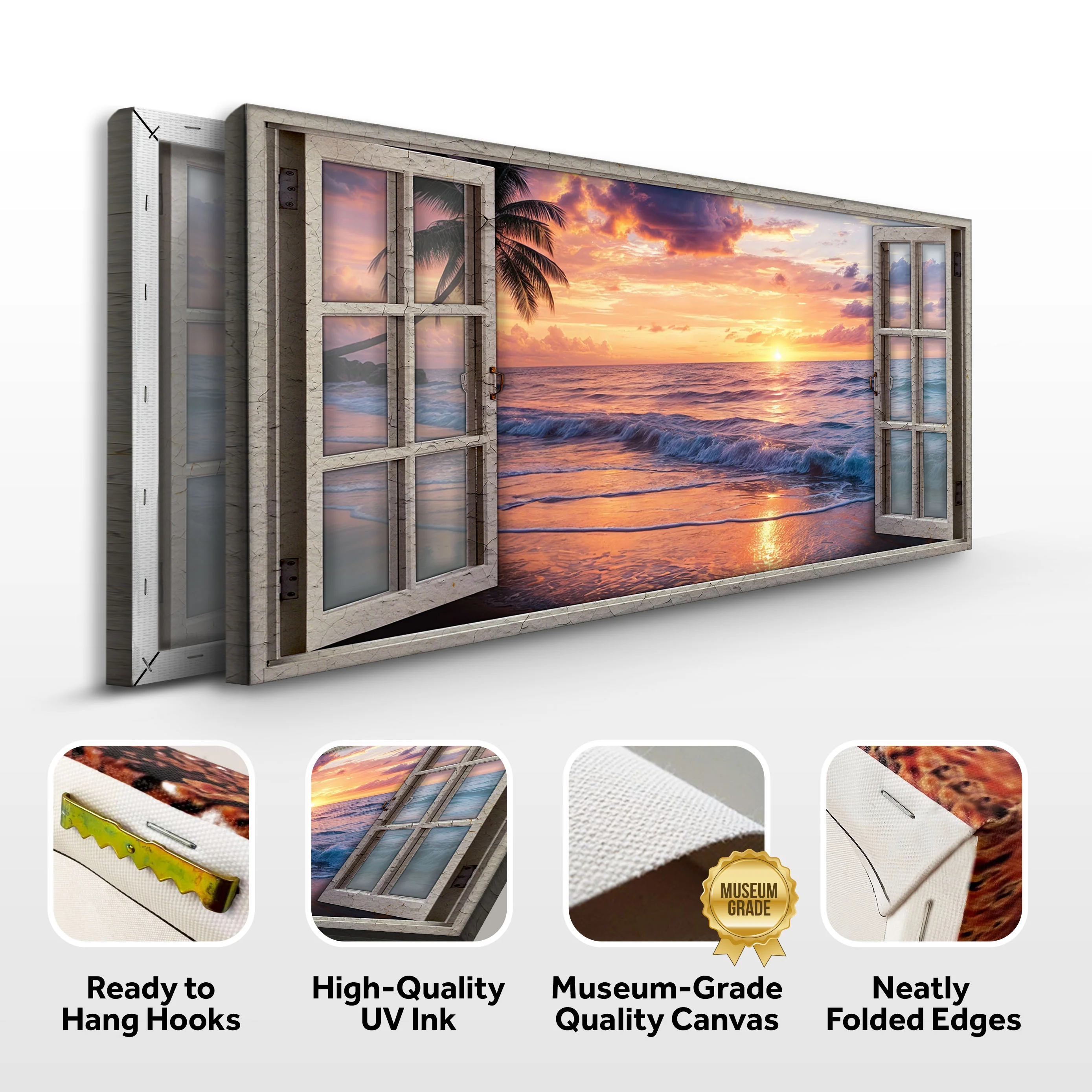 Sunset Beach Window Scenery Wall Art - Image 6