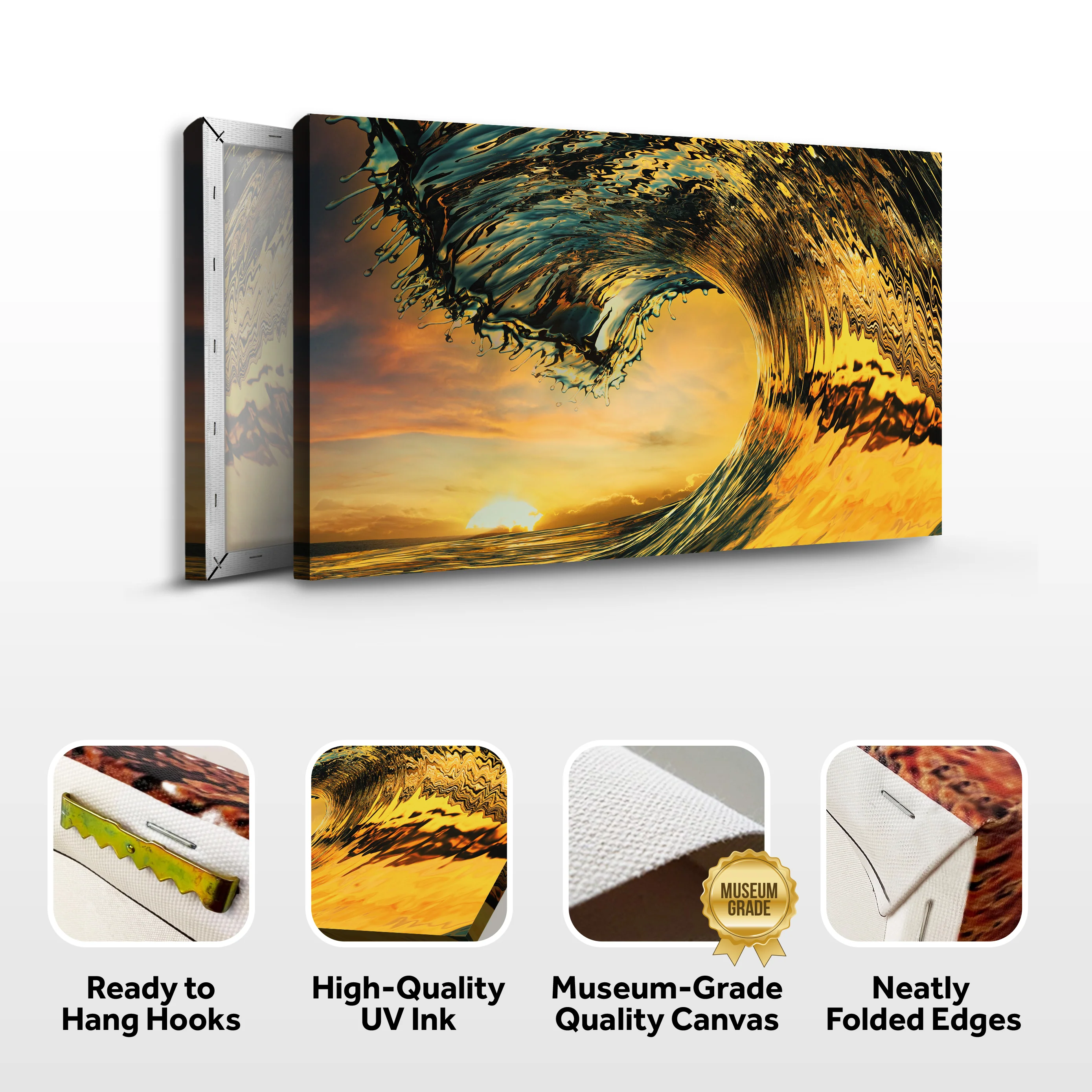 Sunset Ocean Wave Canvas Wall Art - Image 4