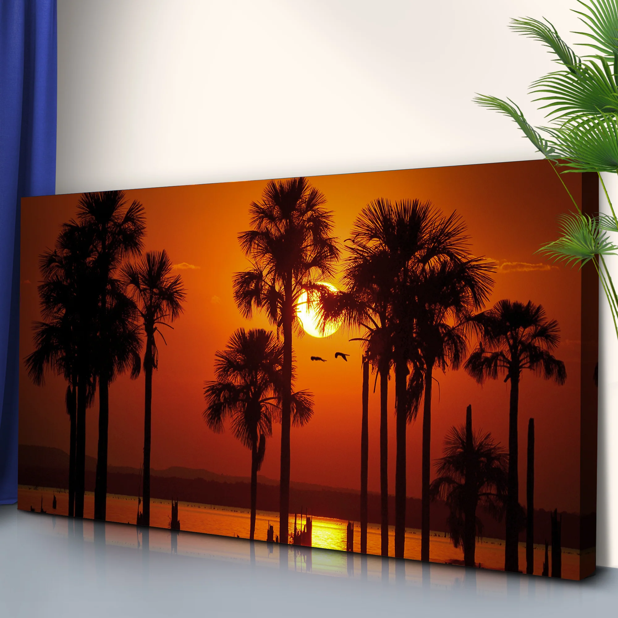 Sunset Palm Beach Canvas Wall Art - Image 2