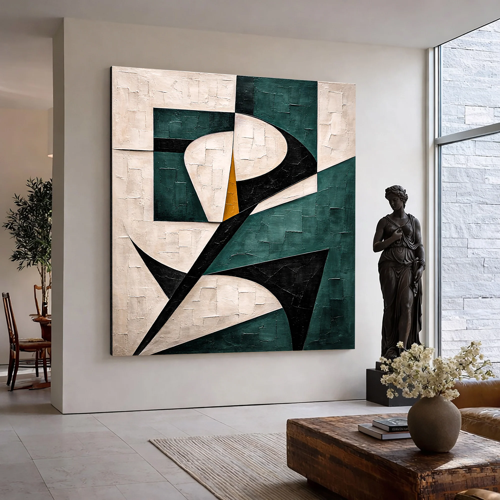 Teal Harmony Geometric Abstract Wall Art - Image 2