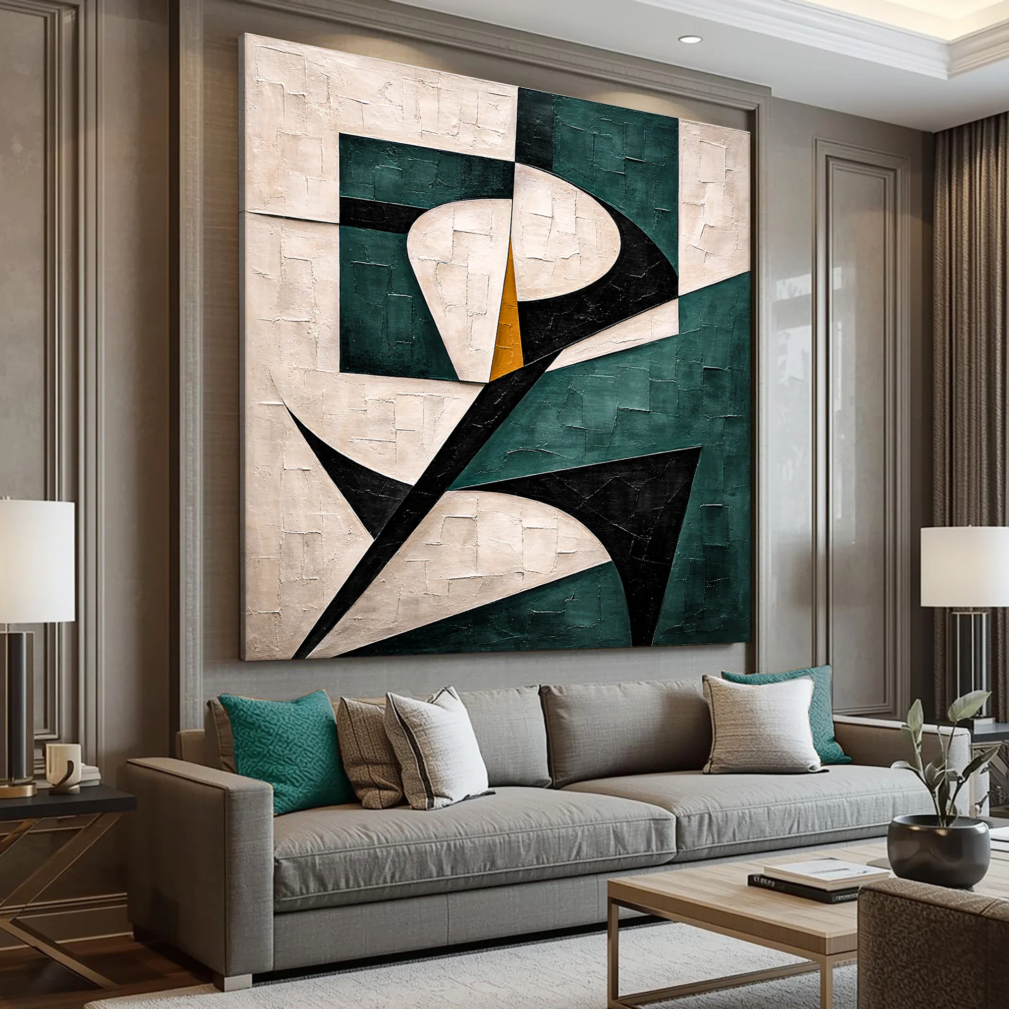 Teal Harmony Geometric Abstract Wall Art - Image 4