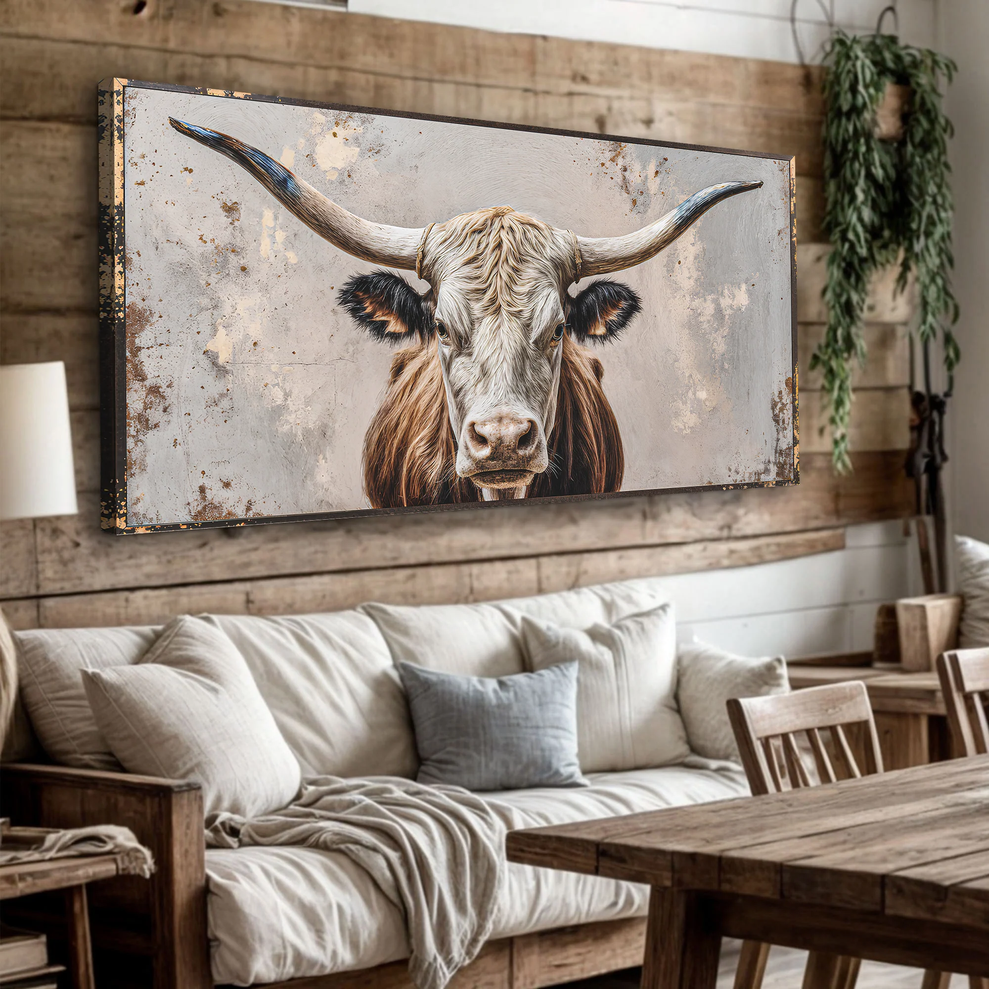 Texas Longhorn Gaze Abstract Wall Art - Image 2