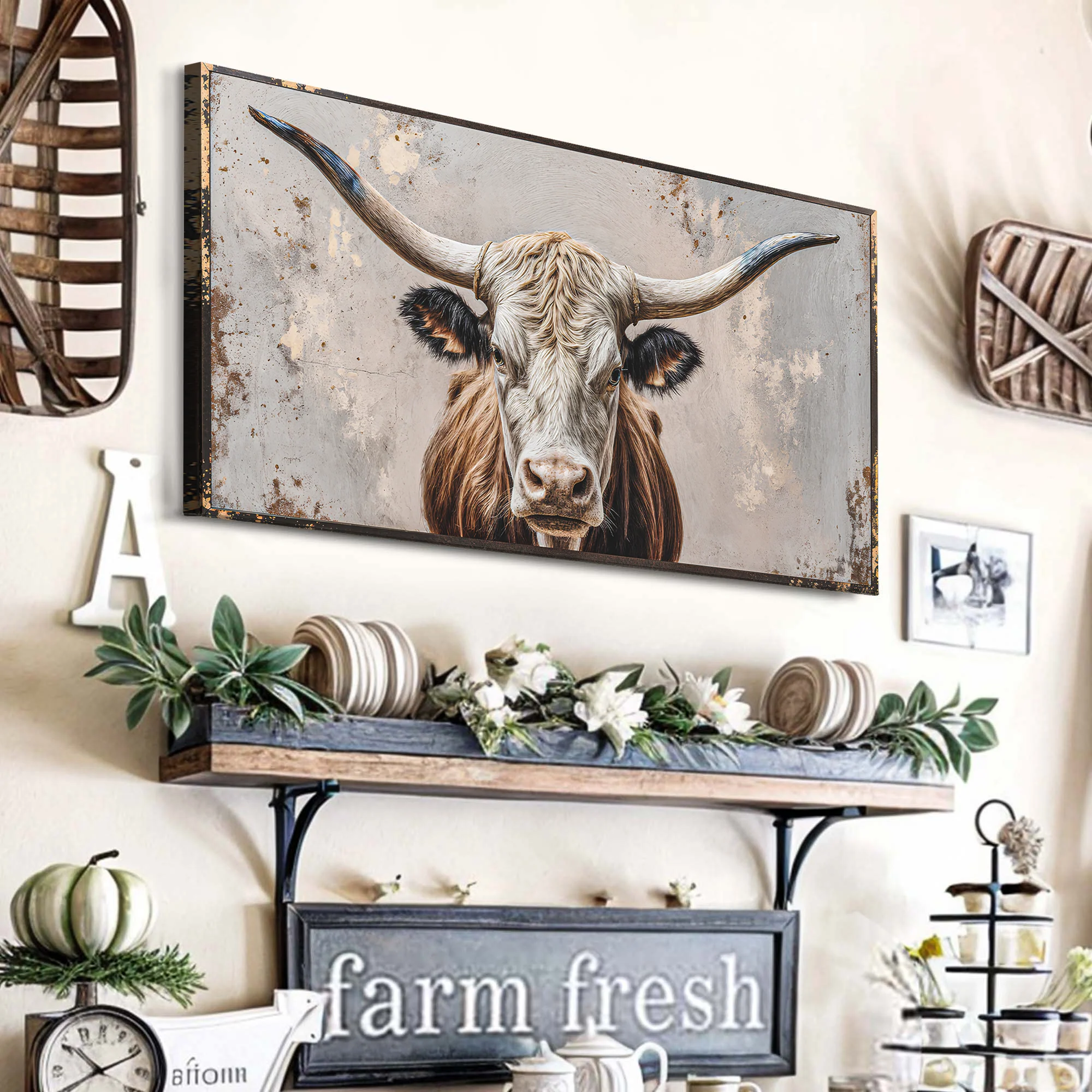 Texas Longhorn Gaze Abstract Wall Art - Image 4