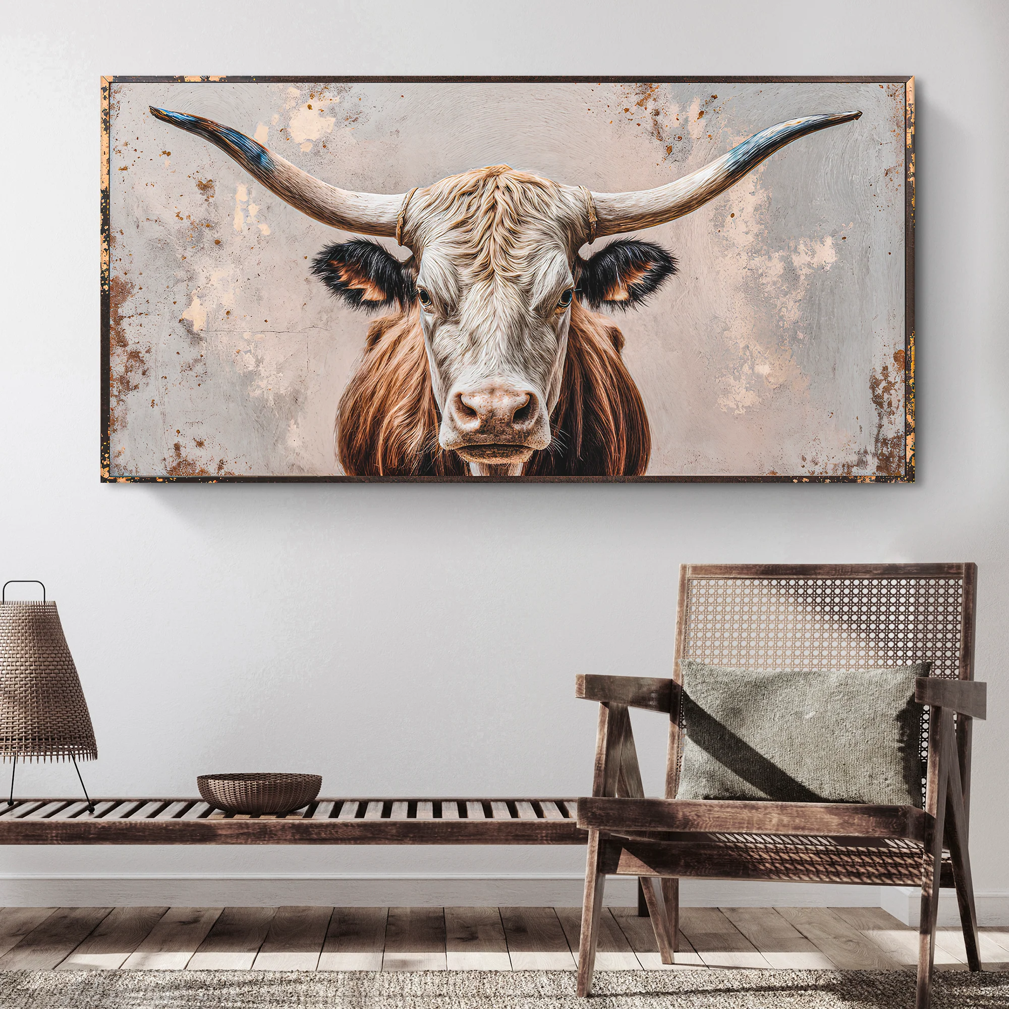 Texas Longhorn Gaze Abstract Wall Art - Image 5