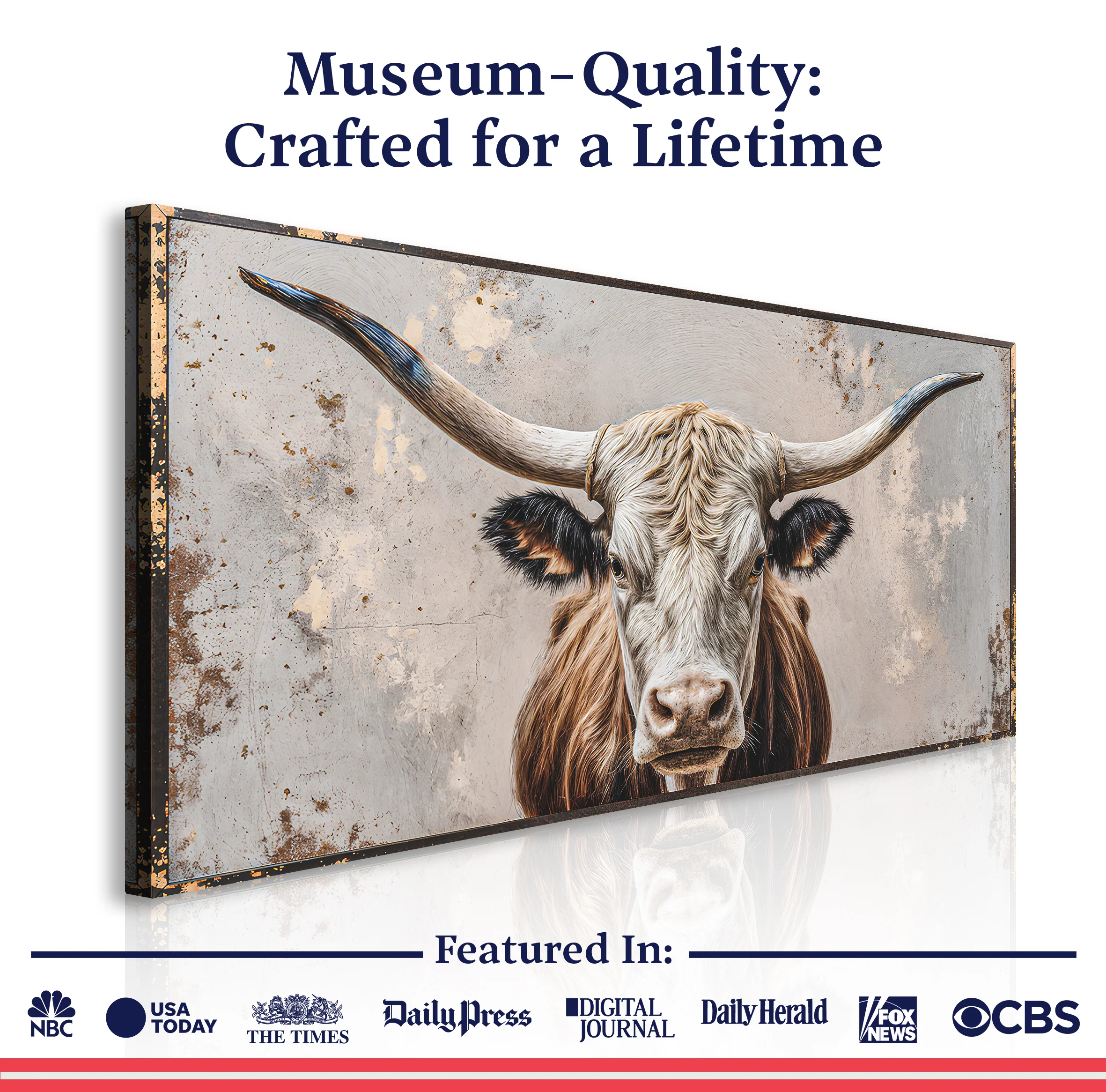 Texas Longhorn Gaze Abstract Wall Art - Image 6