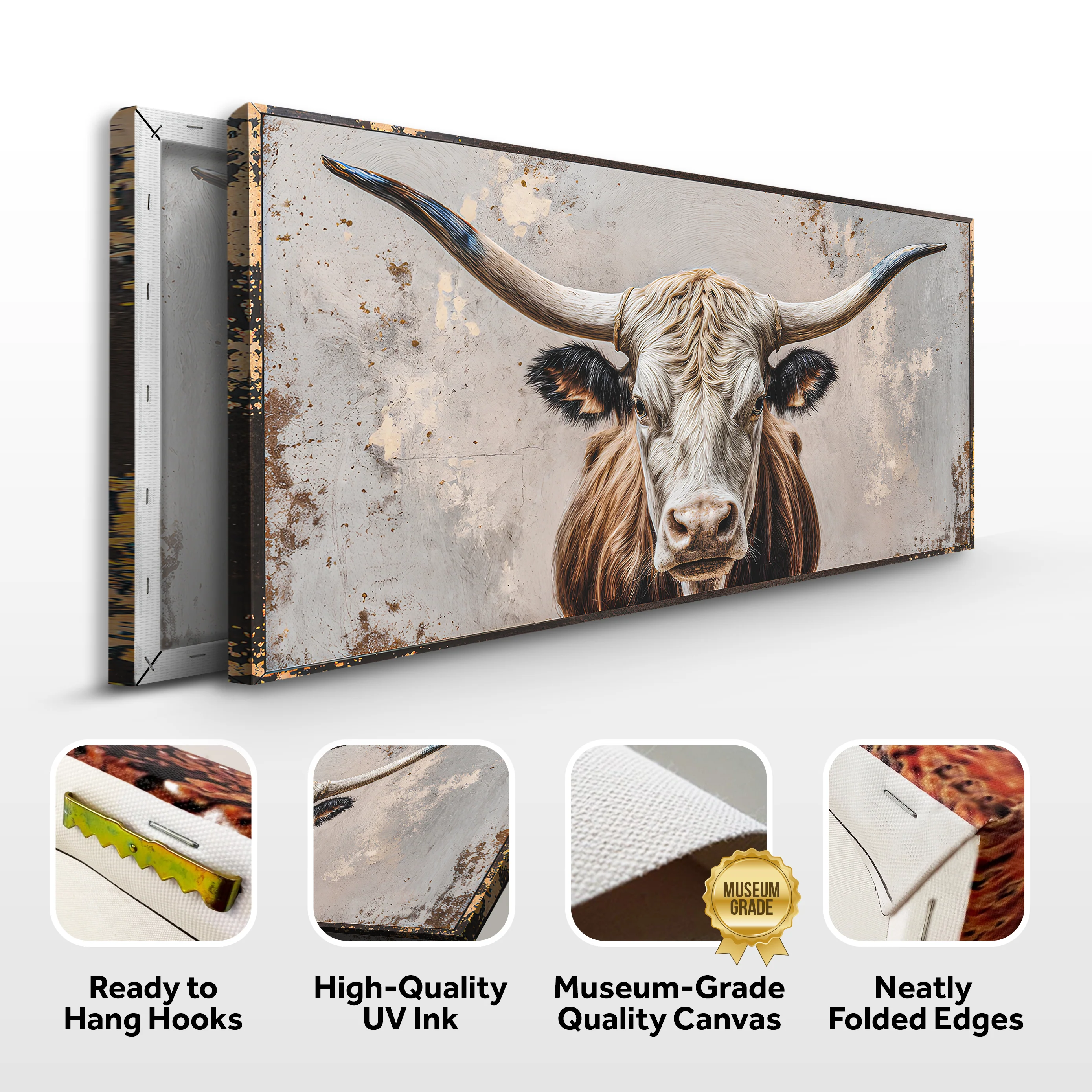 Texas Longhorn Gaze Abstract Wall Art - Image 8