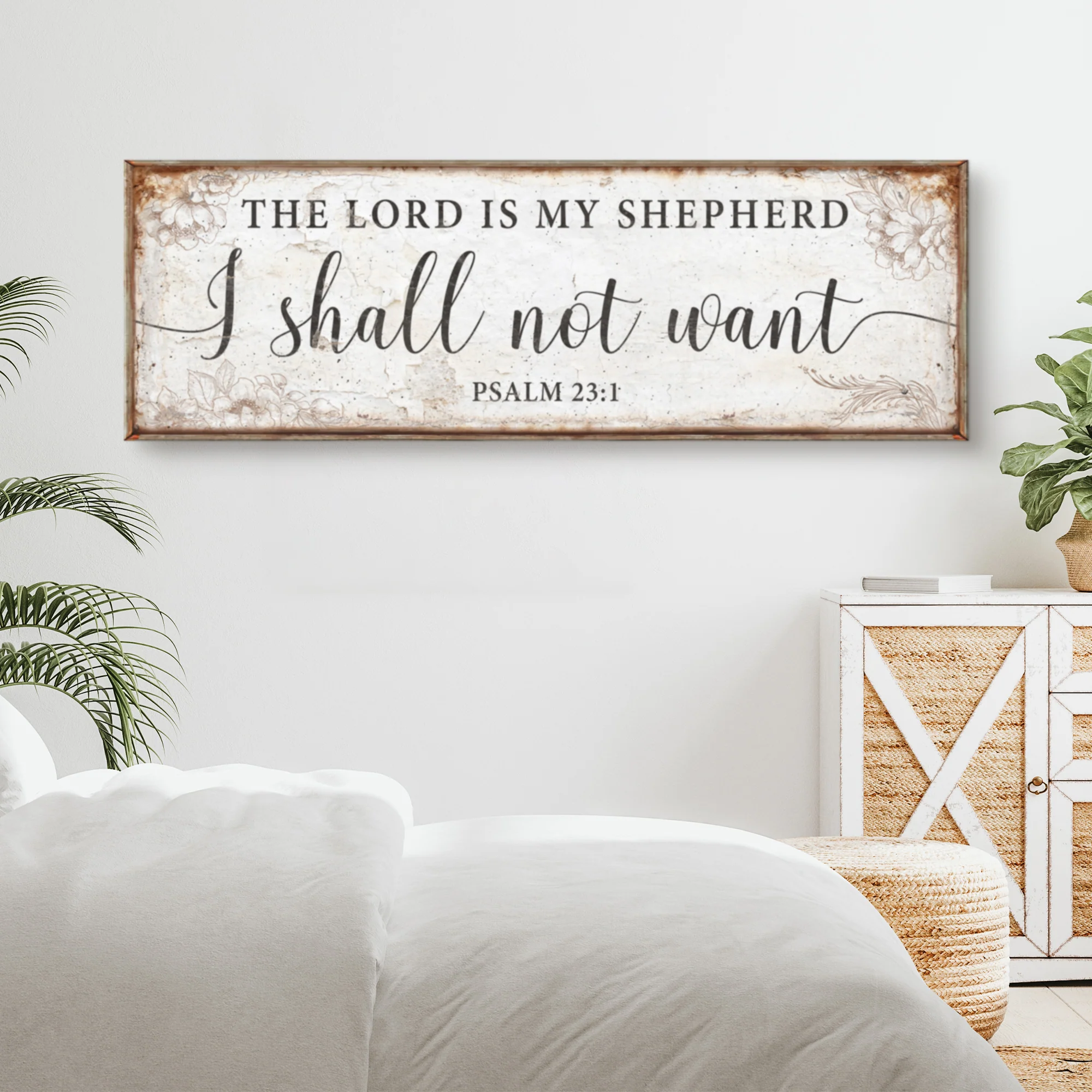 The Lord Is My Shepherd I Shall Not Want Psalm 23:1 Faith Sign - Image 2