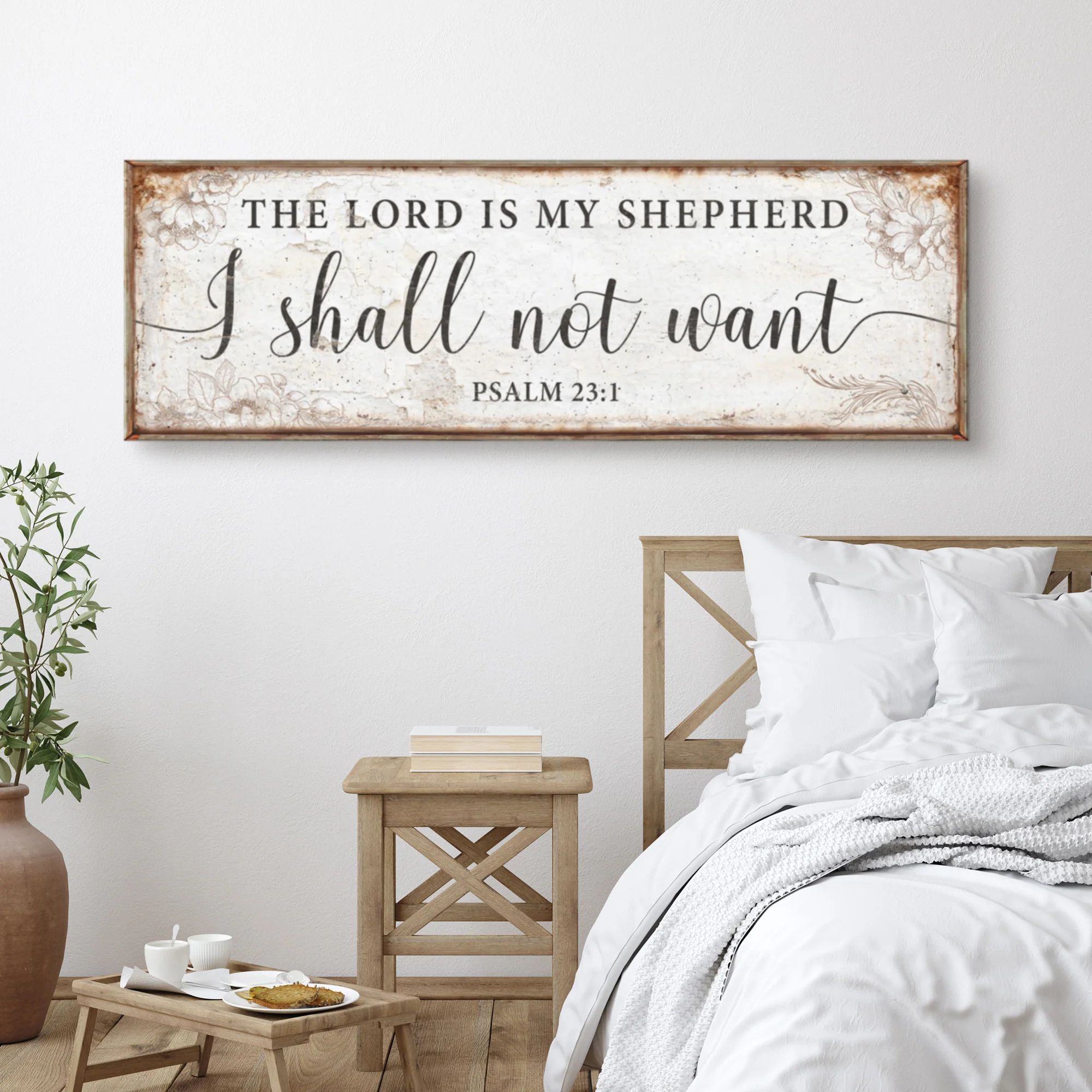 The Lord Is My Shepherd I Shall Not Want Psalm 23:1 Faith Sign - Image 3