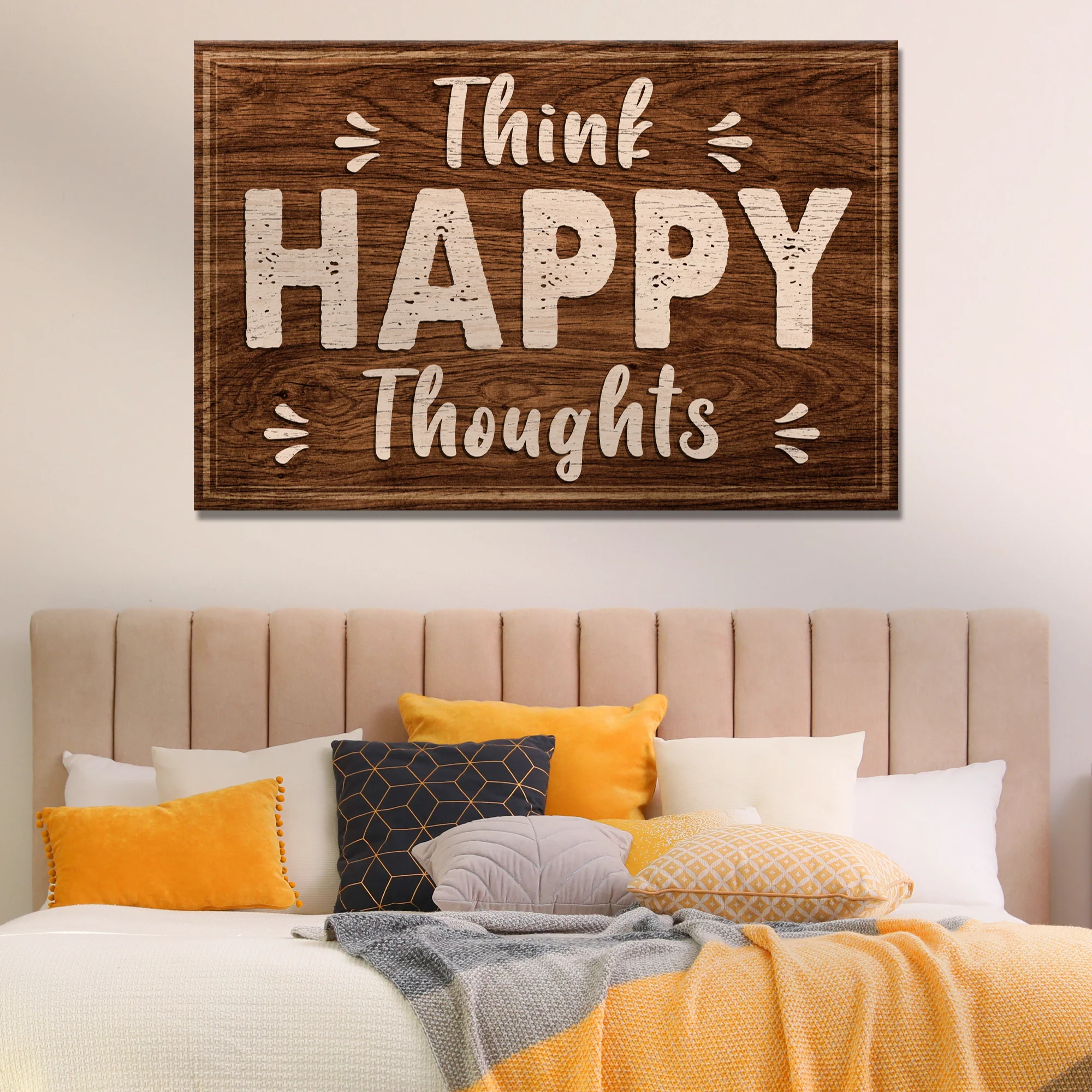 Think Happy Thoughts Motivational Sign II - Image 2