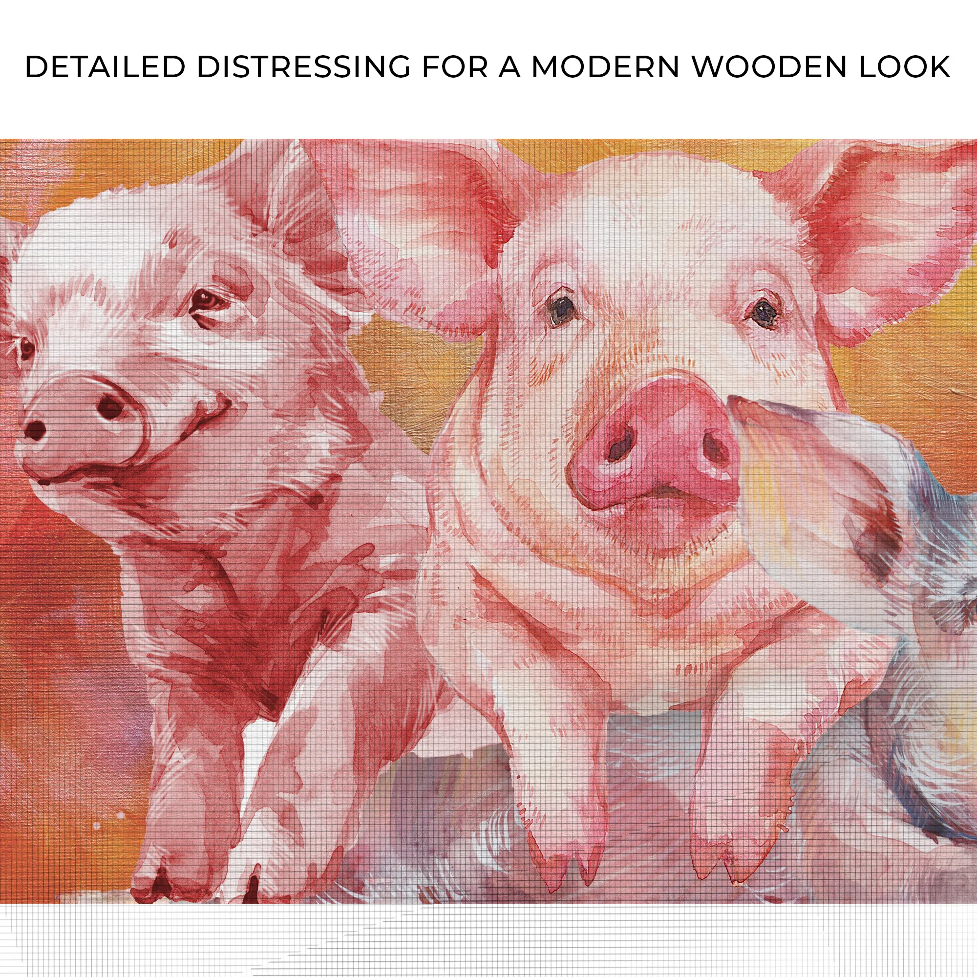 Three Baby Pigs Watercolor Canvas Wall Art - Image 4