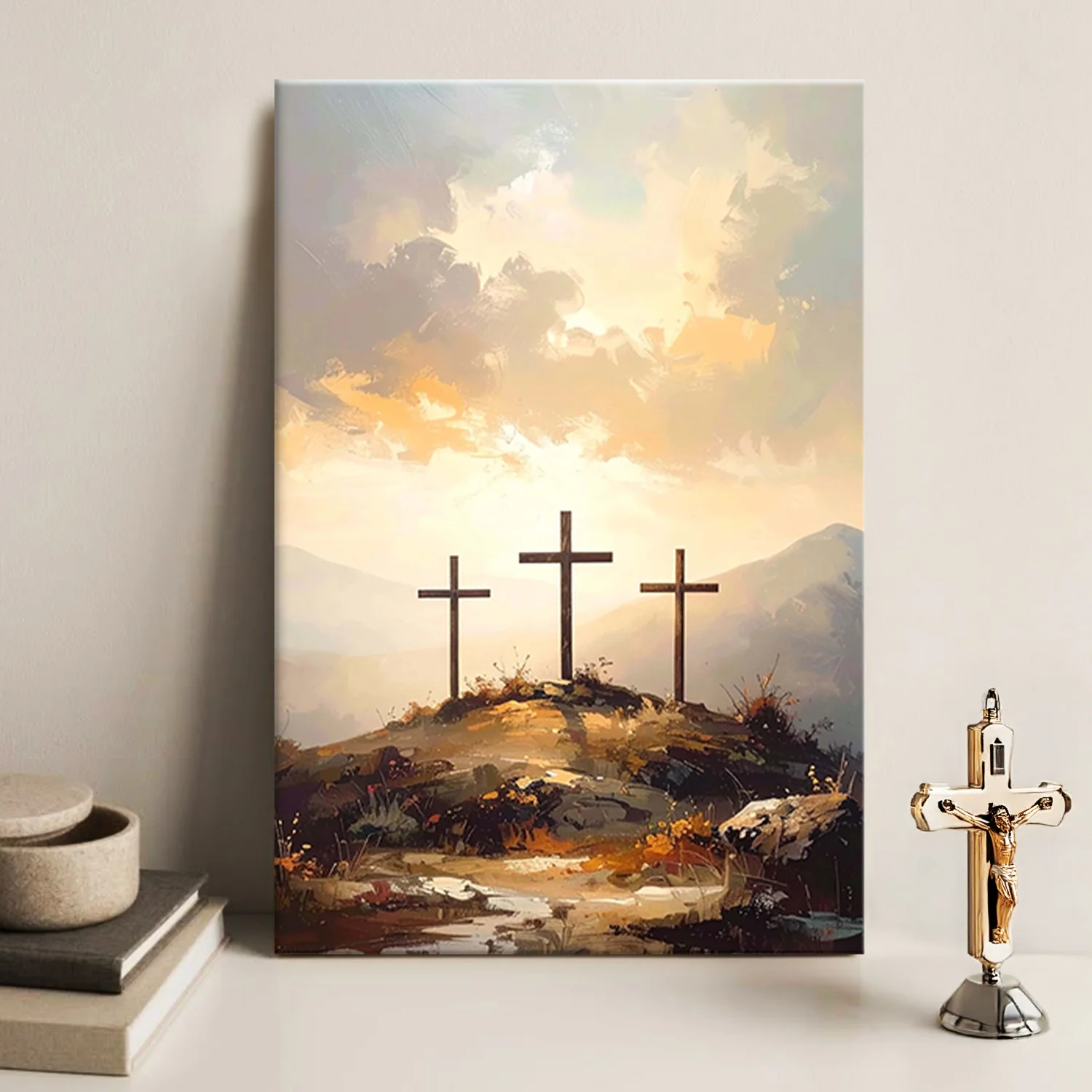 Three Crosses on Calvary Faith Wall Art