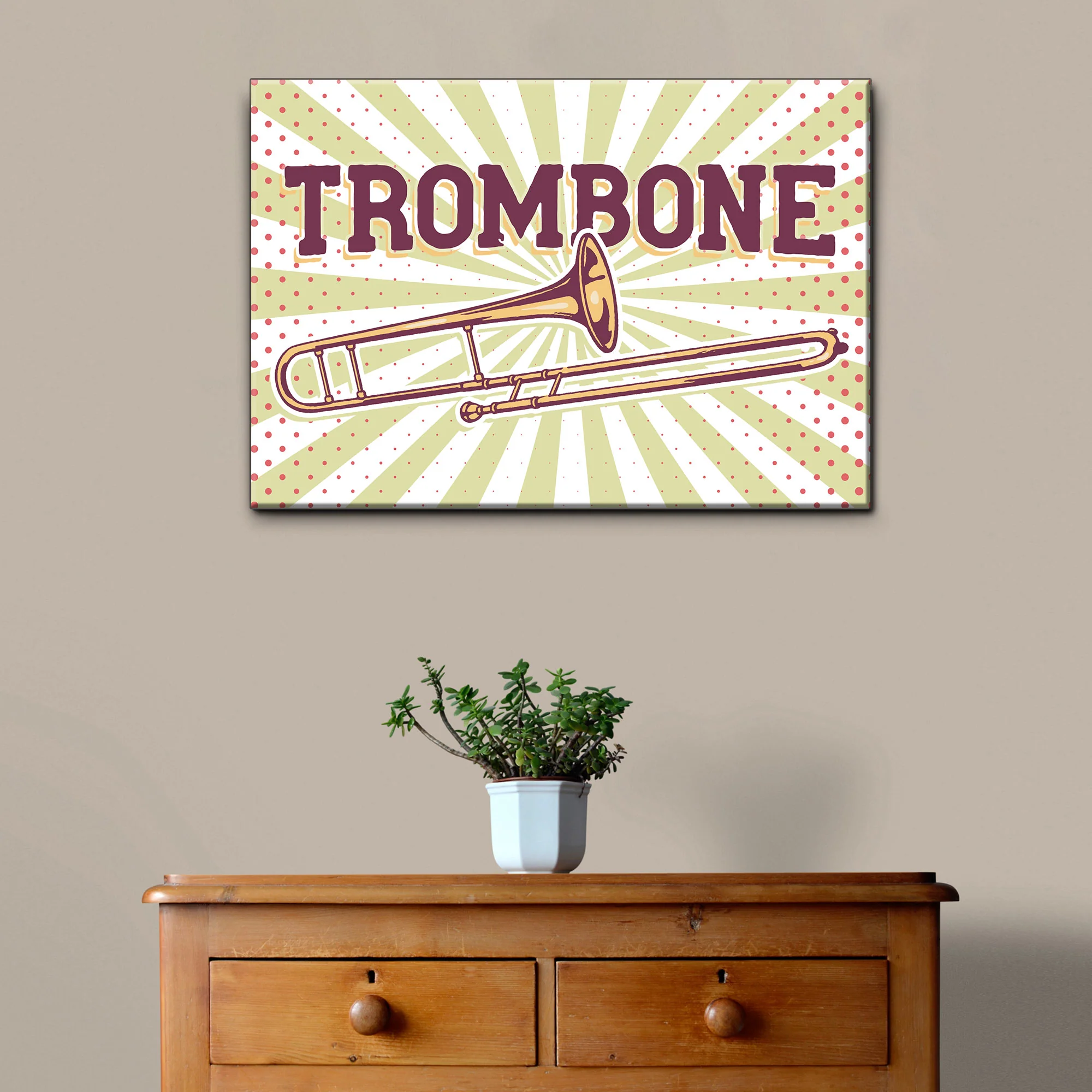 Trombone Retro Canvas Wall Art - Image 2