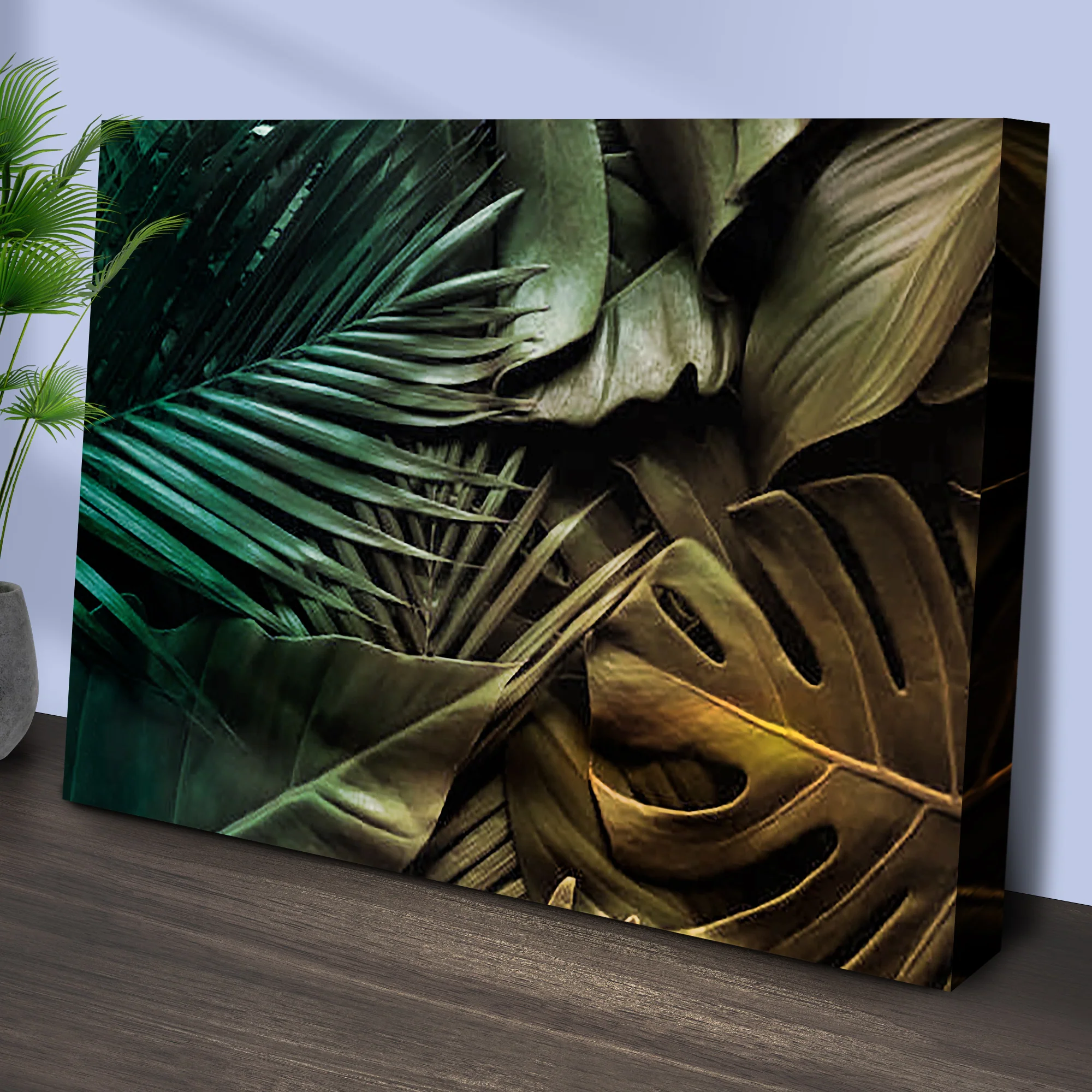 Tropical Monster Leaves Canvas Wall Art - Image 2