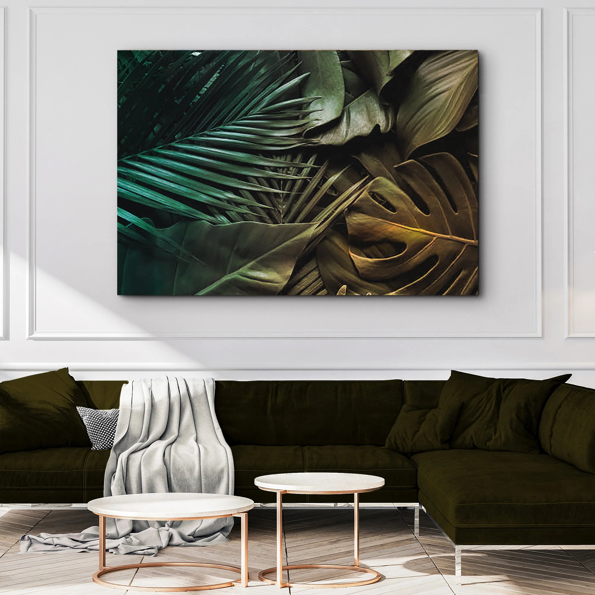 Tropical Monster Leaves Canvas Wall Art - Image 3