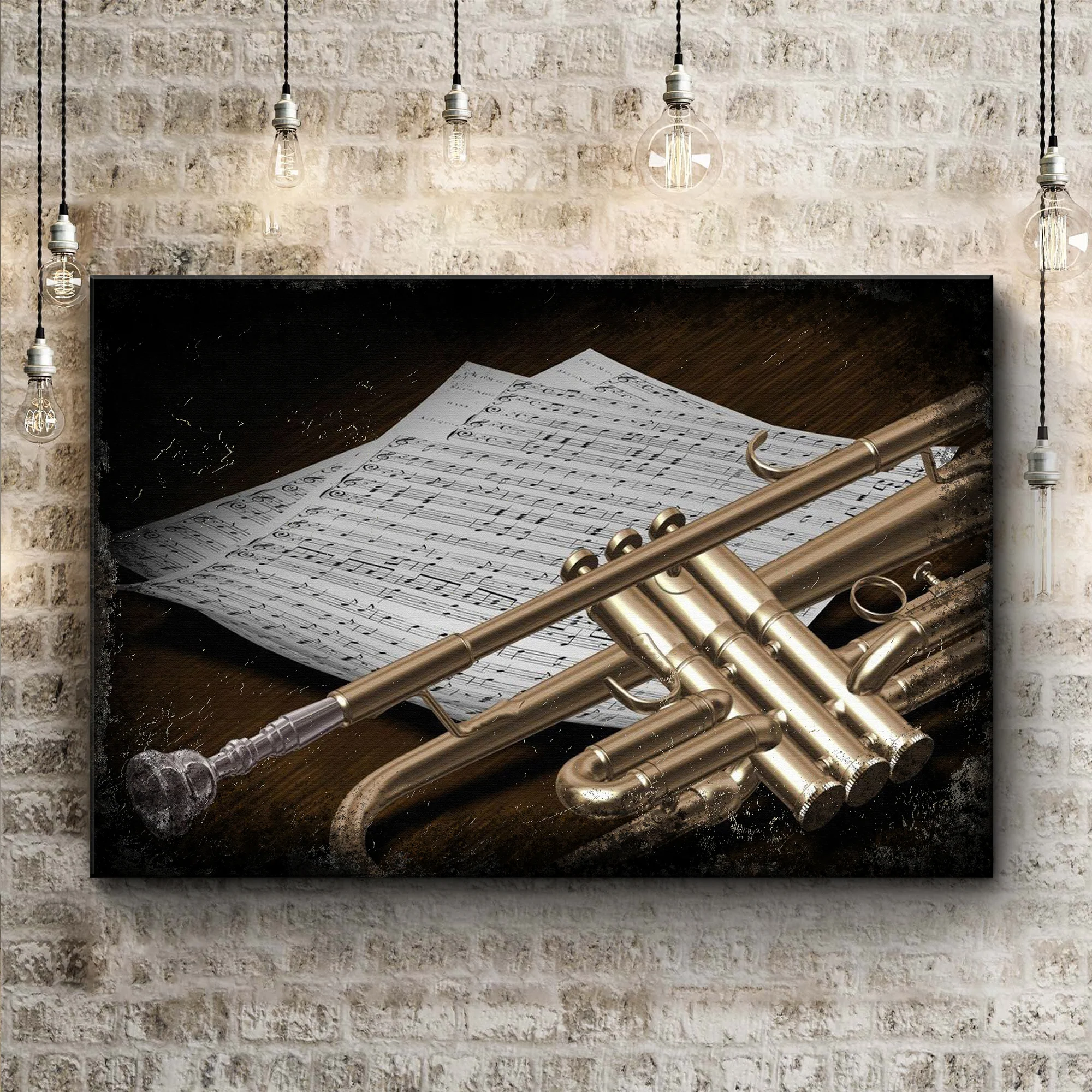 Trumpet Grunge Canvas Wall Art - Image 2
