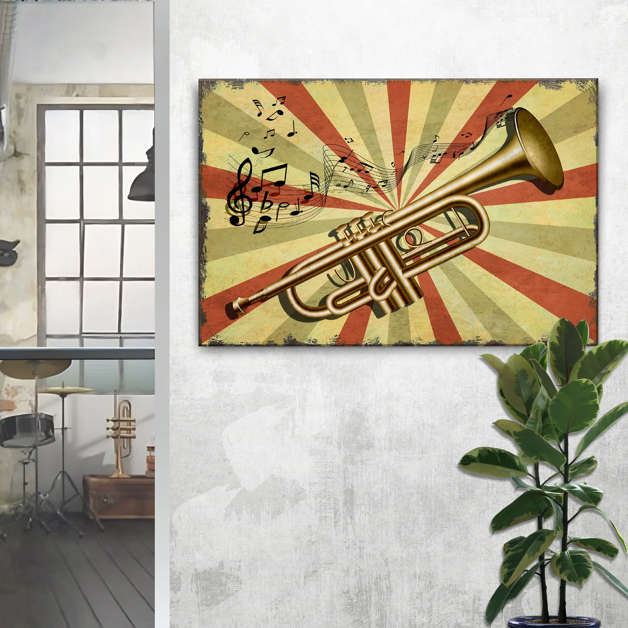 Trumpet Retro Canvas Wall Art - Image 2