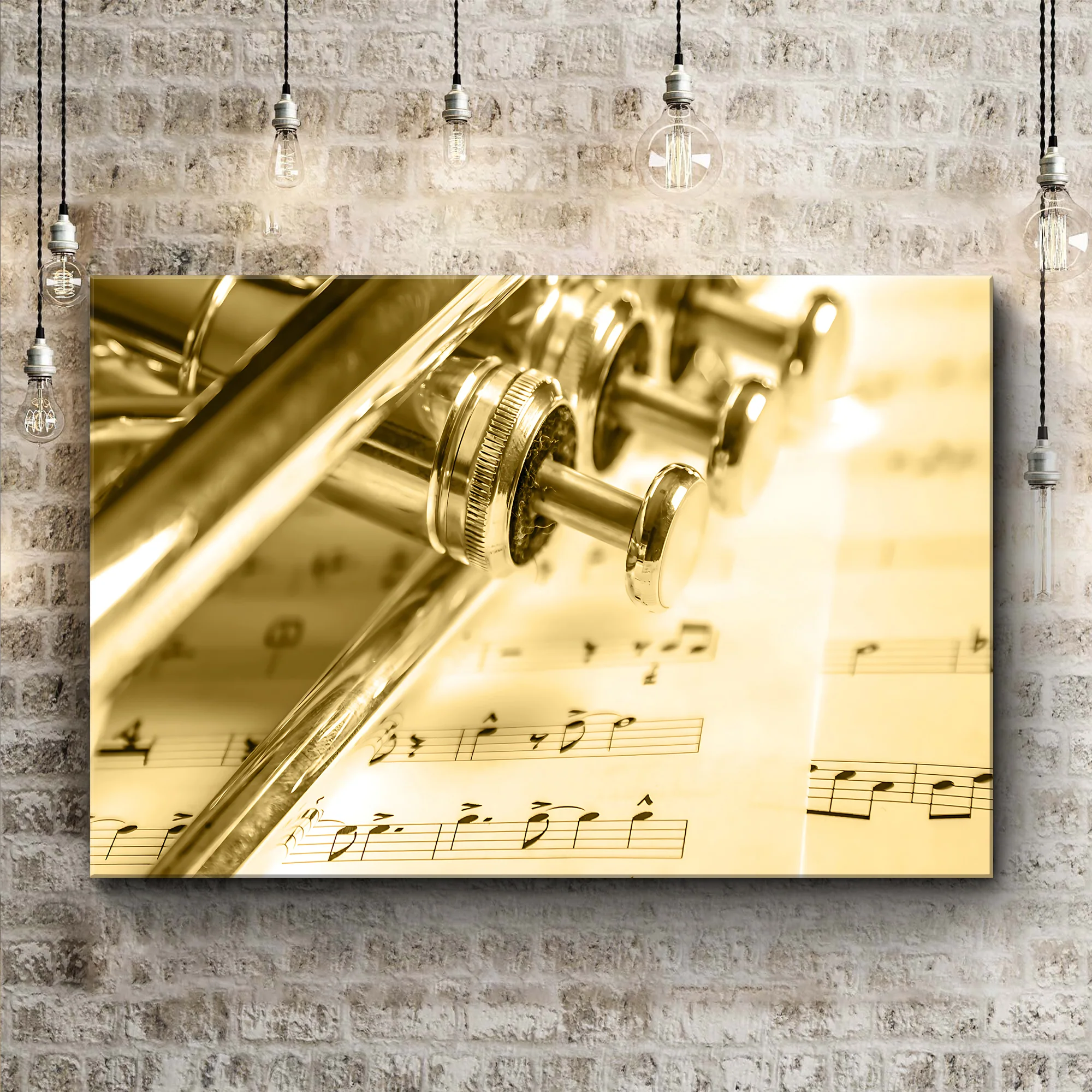 Trumpet Sepia Canvas Wall Art - Image 3