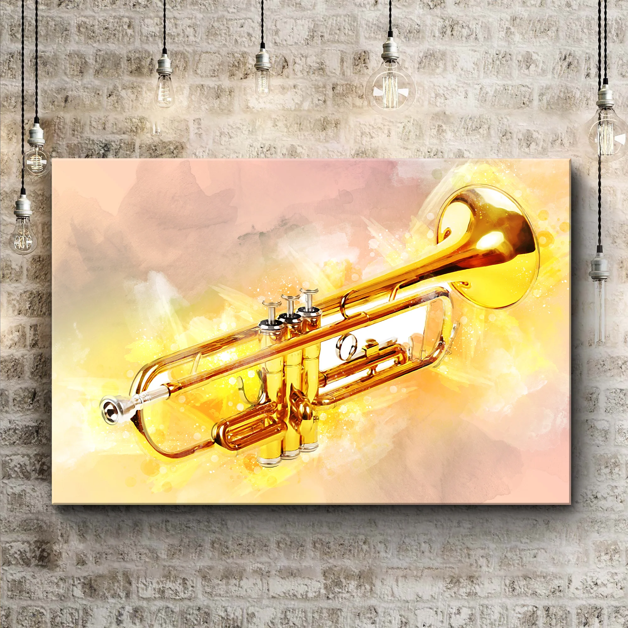 Trumpet Watercolor Canvas Wall Art - Image 2