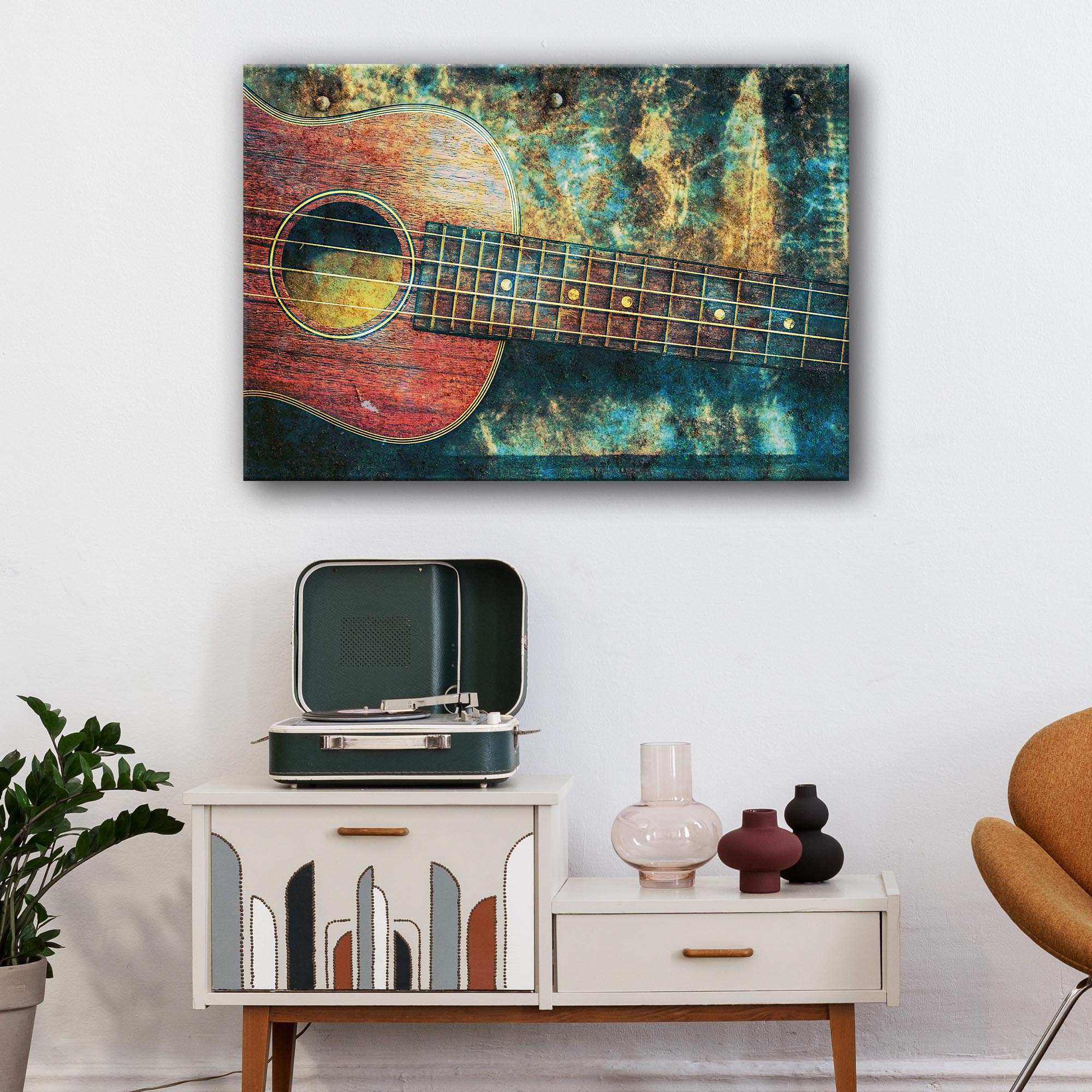 Ukulele Grunge Canvas Wall Art - Image 2