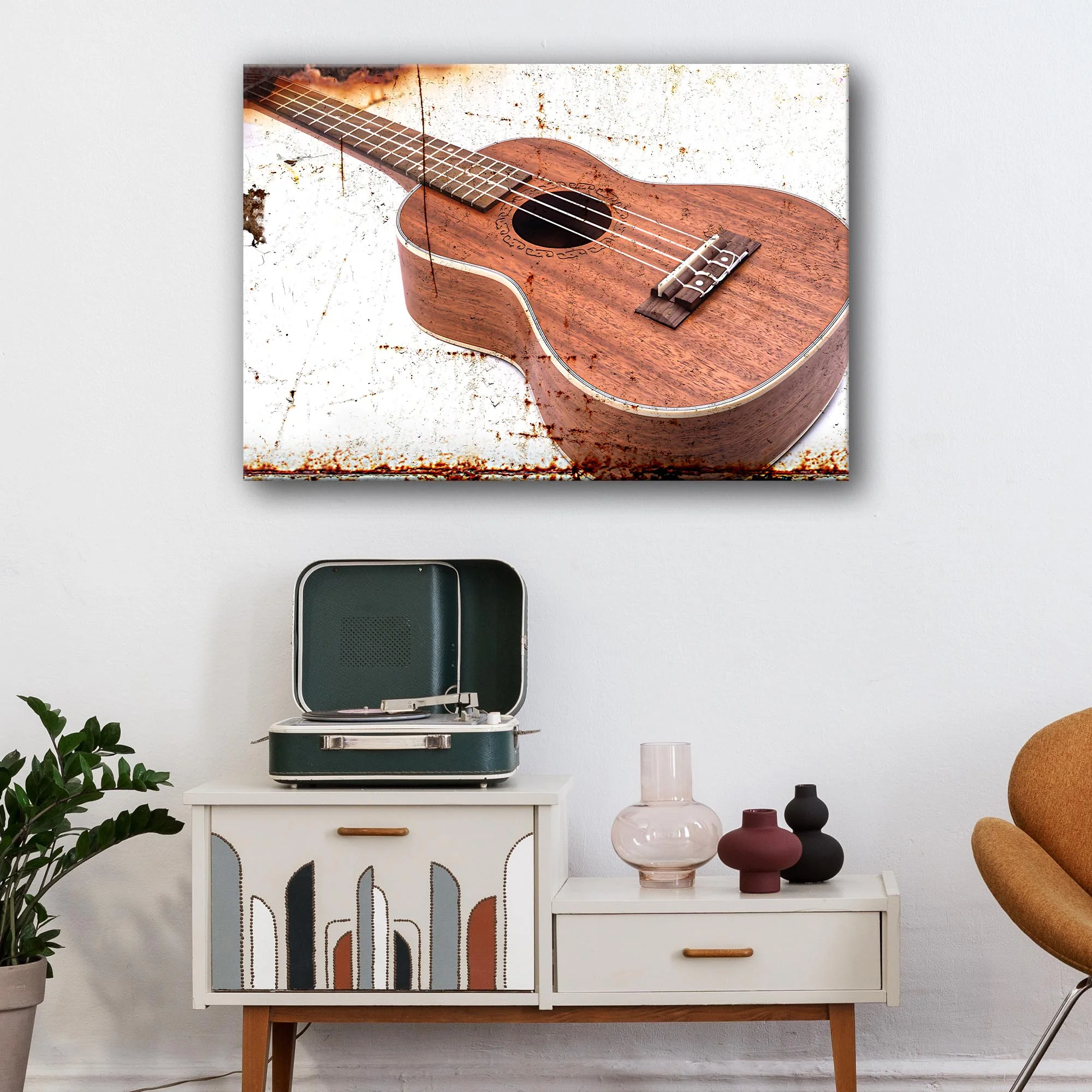 Ukulele Rustic Canvas Wall Art - Image 2