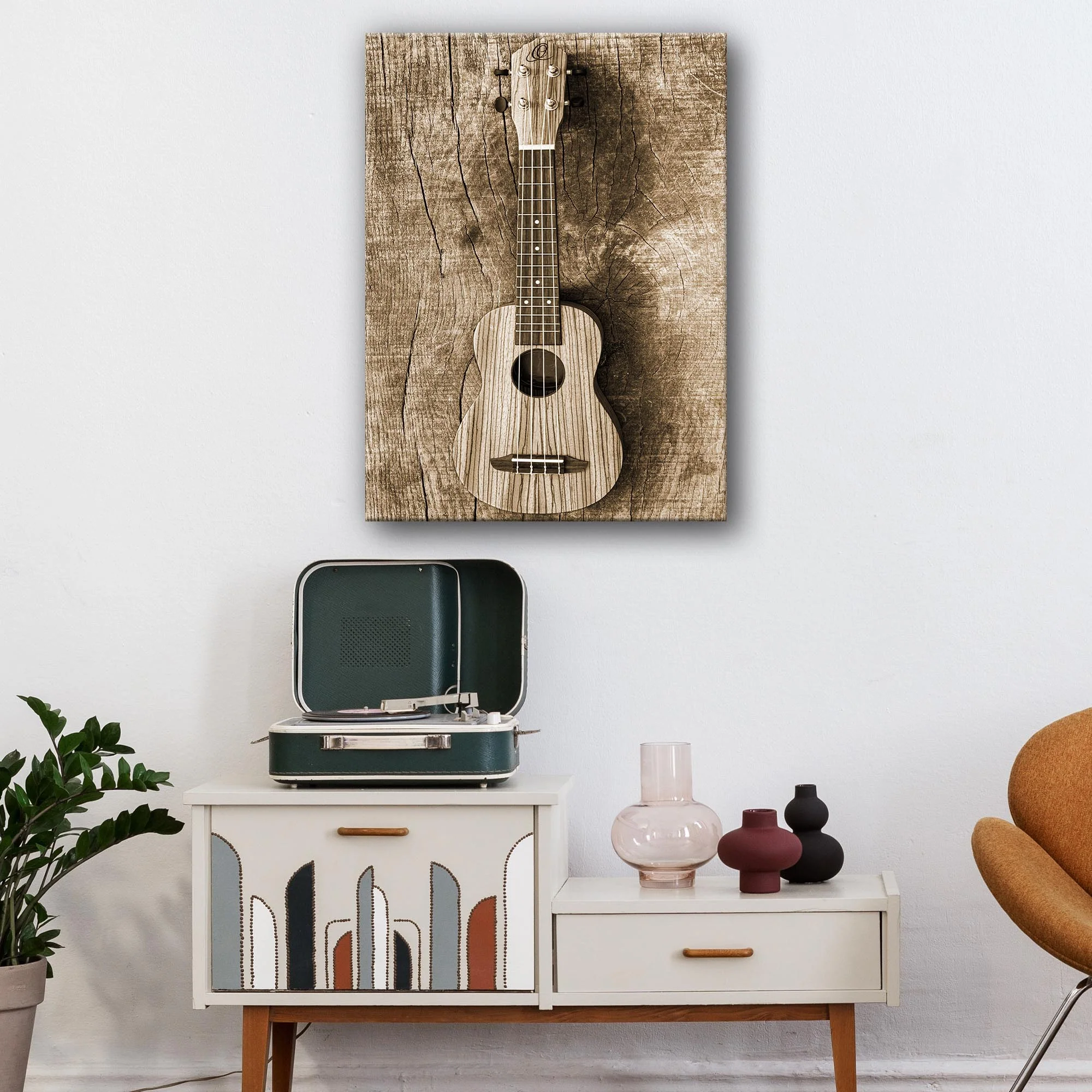 Ukulele Sepia Canvas Wall Art - Image 2