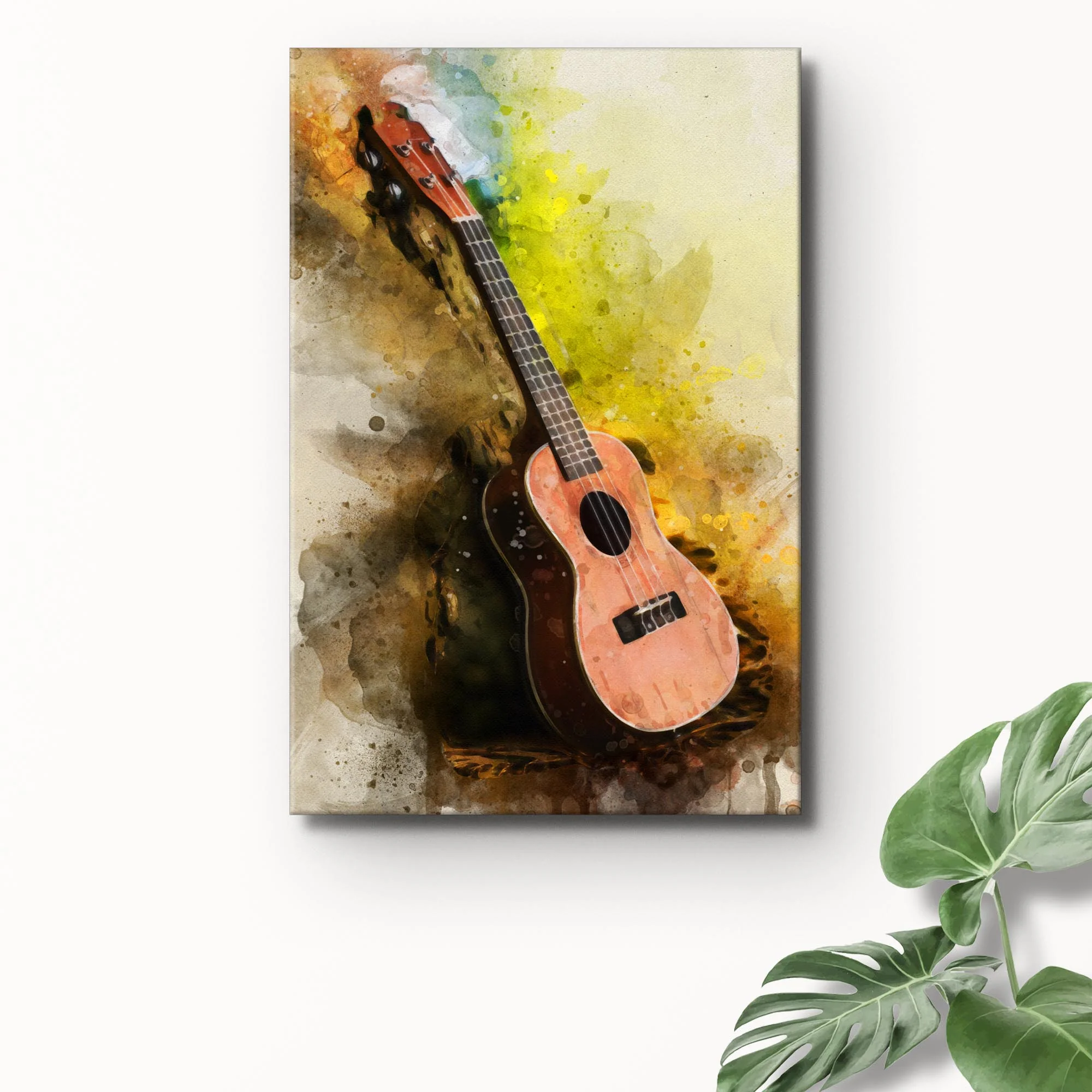 Ukulele Watercolor Canvas Wall Art - Image 3