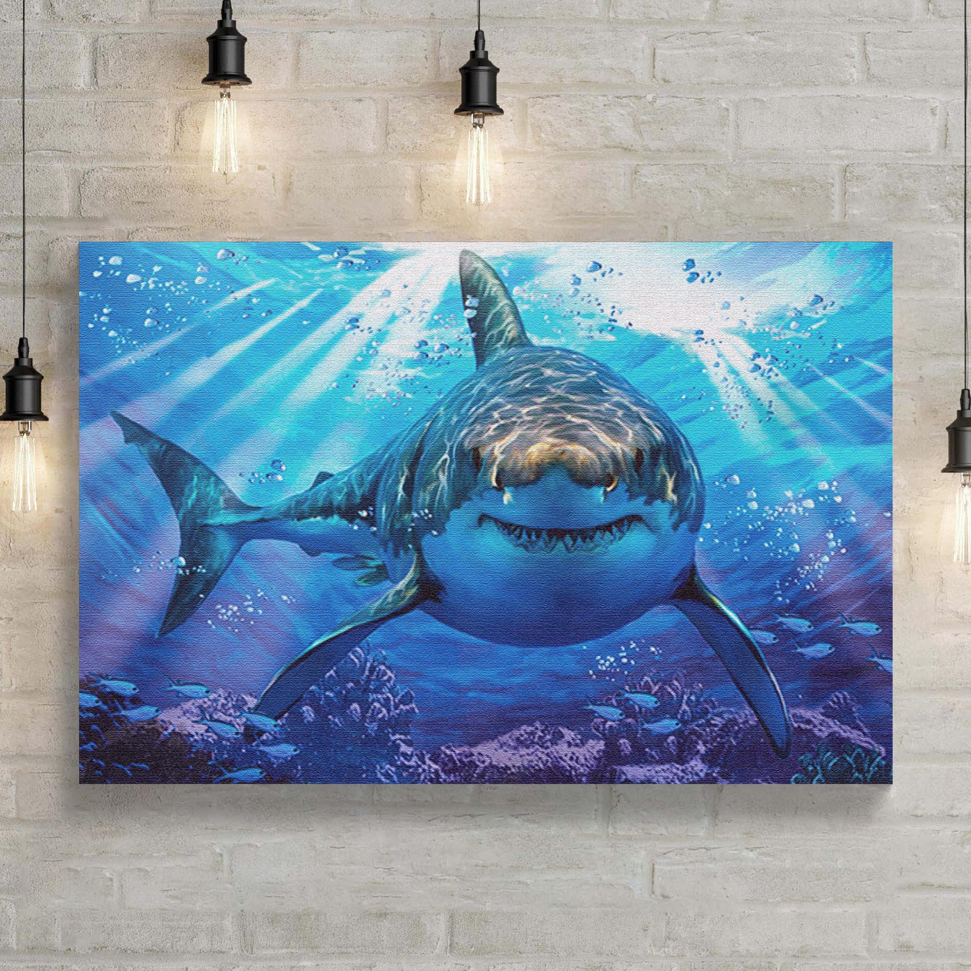 Underwater White Shark Canvas Wall Art - Image 2
