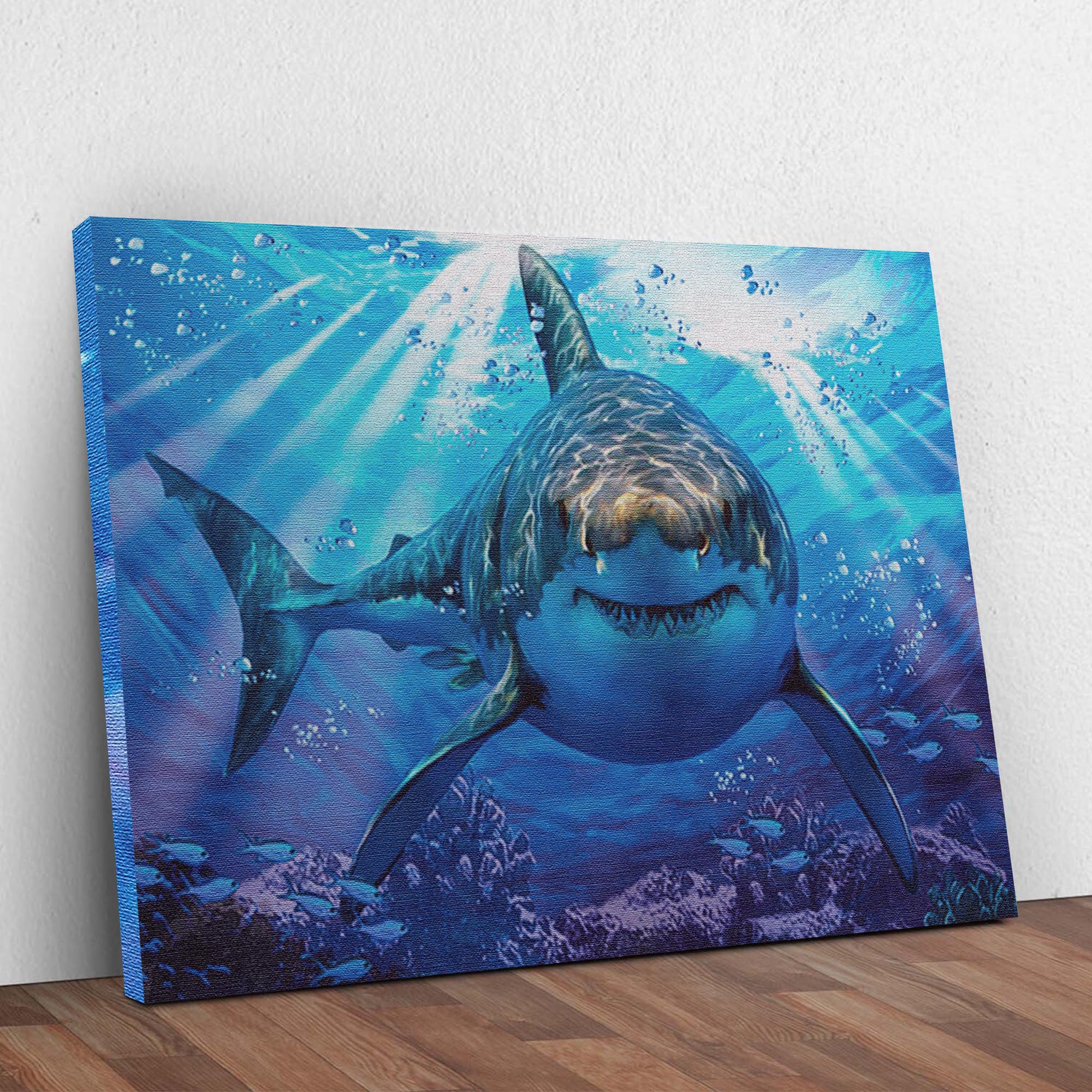 Underwater White Shark Canvas Wall Art - Image 3