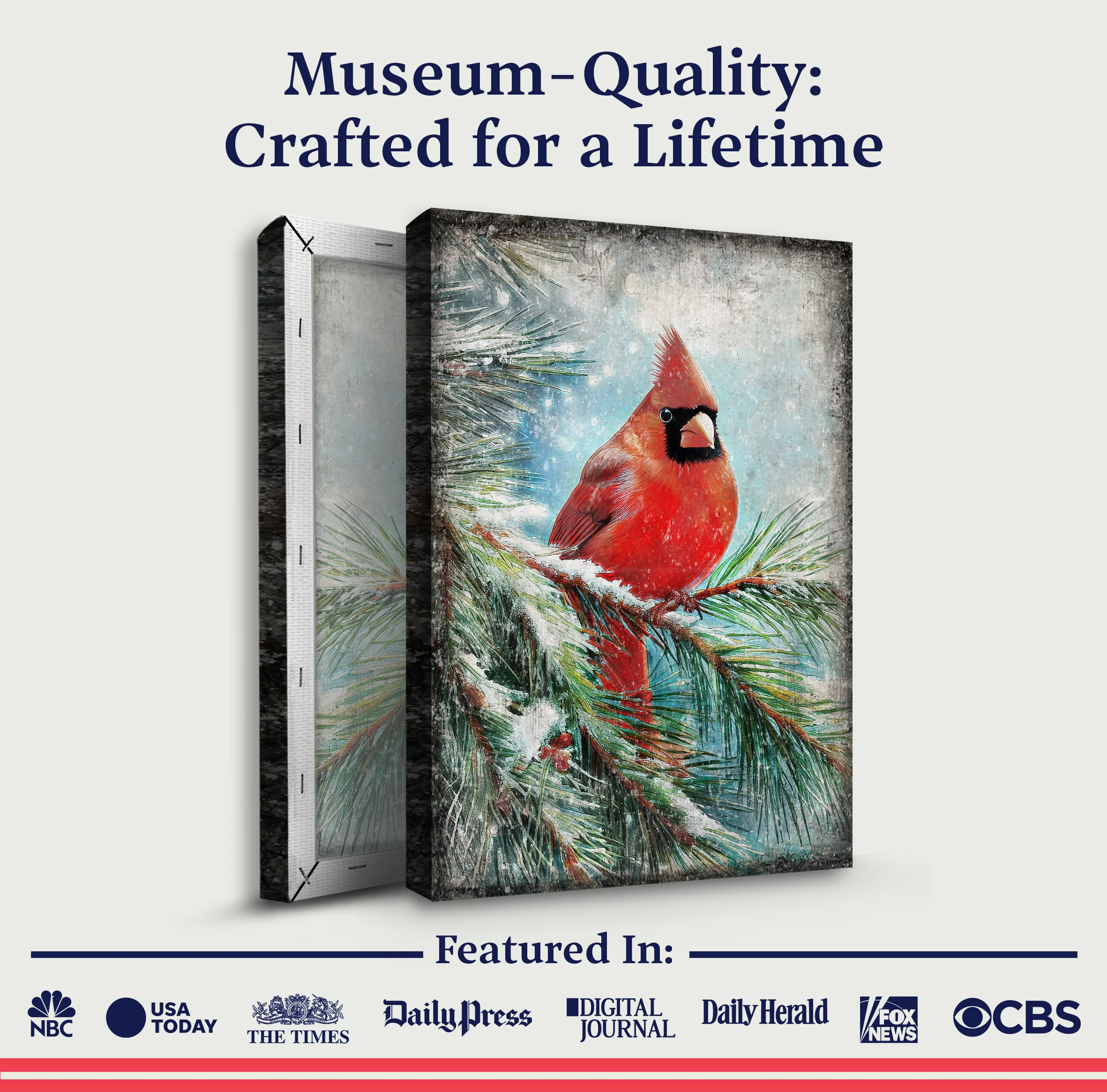 Vintage Cardinal Christmas Wall Art - Image 4