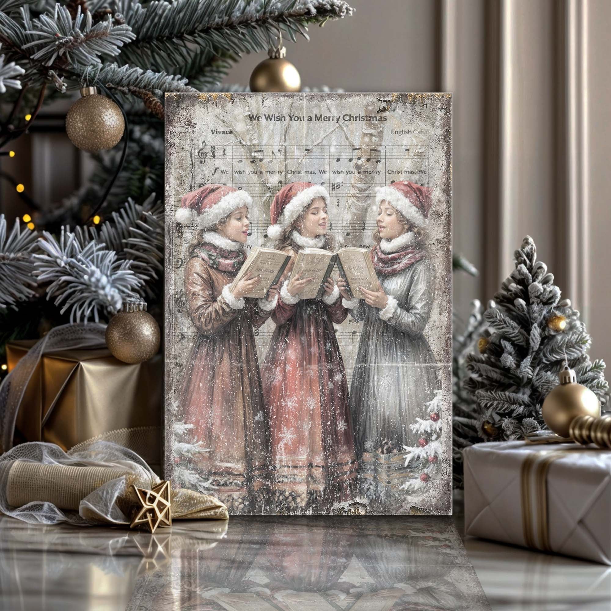 Vintage Christmas Carolers Wall Art - Image 3