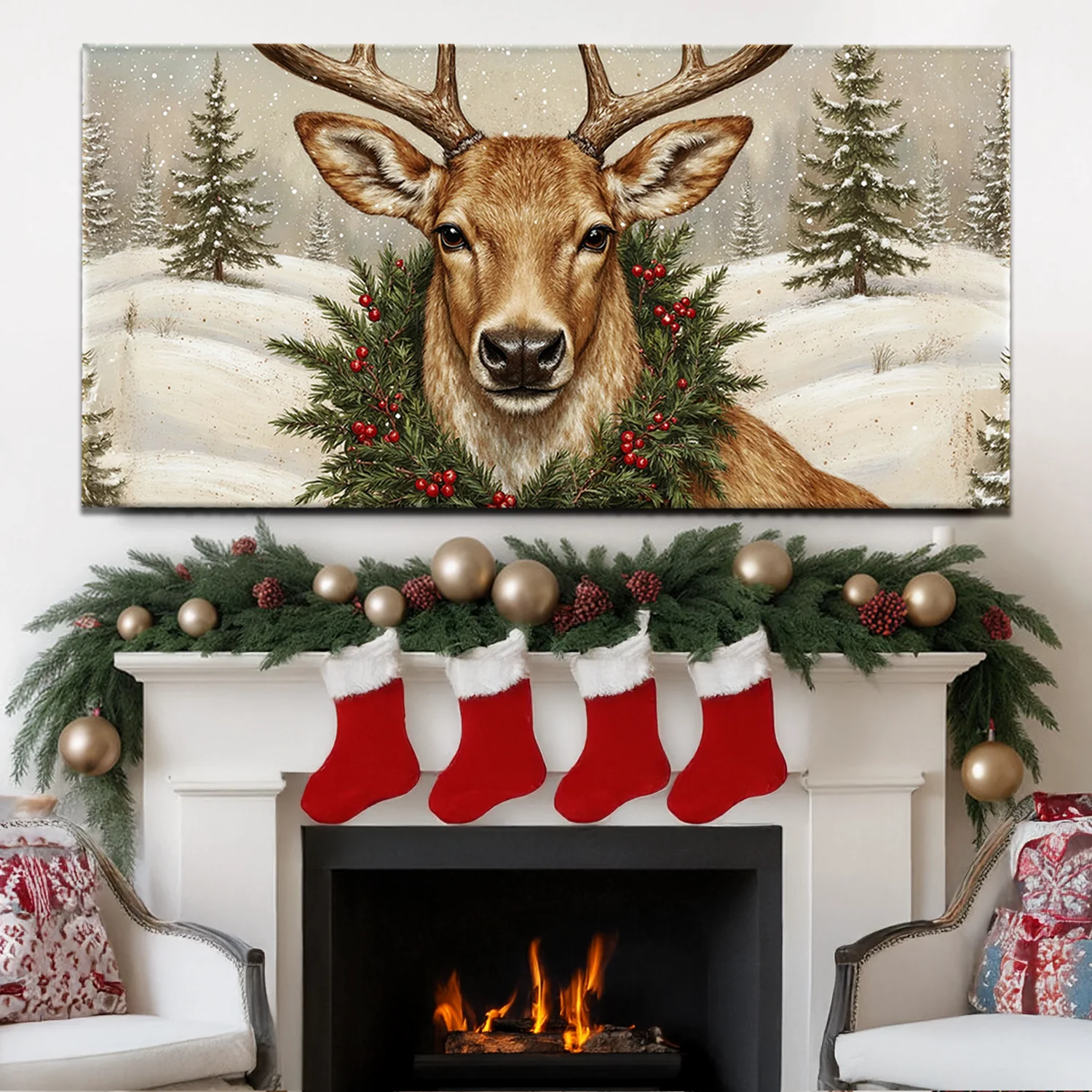 Vintage Christmas Deer Wall Art - Image 4