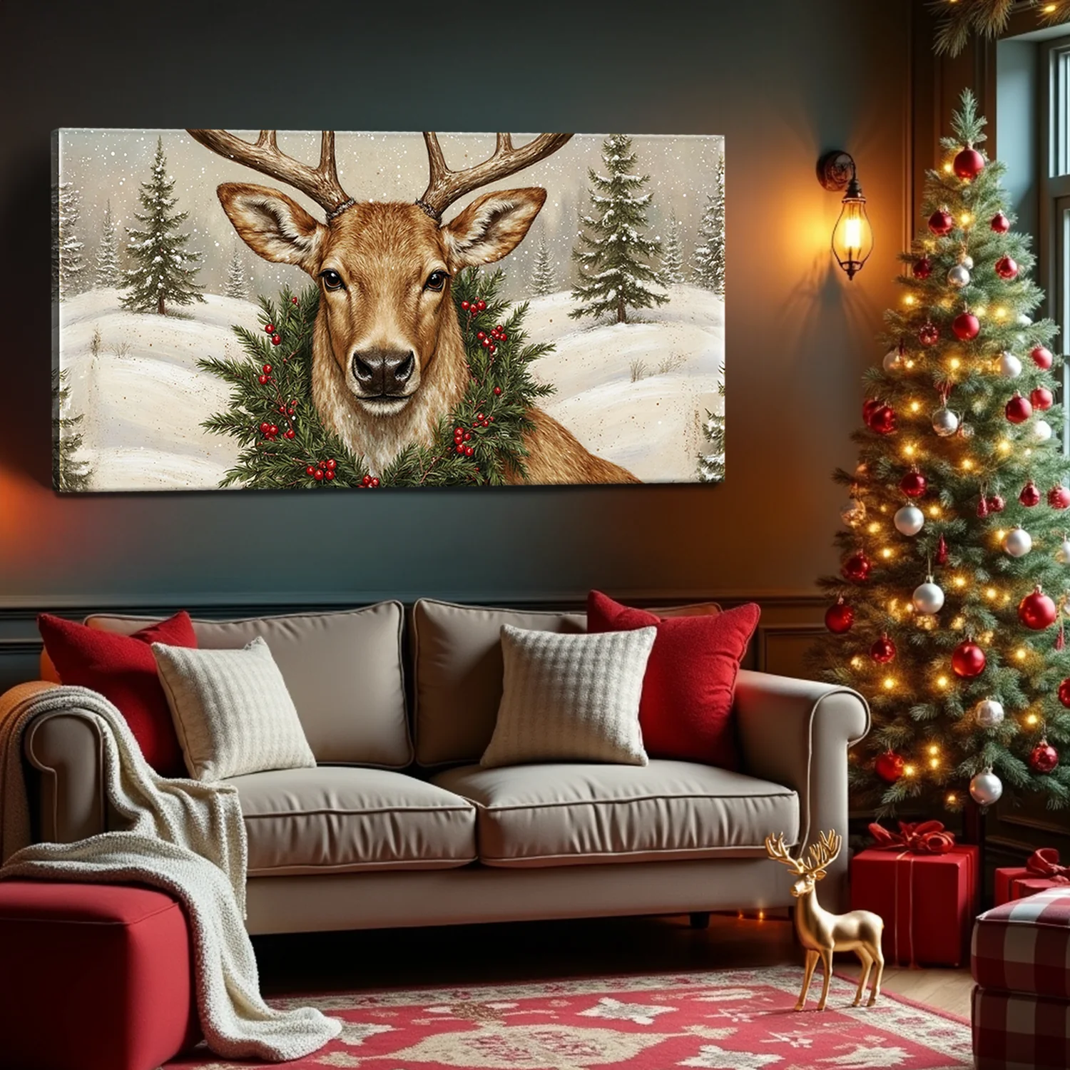 Vintage Christmas Deer Wall Art - Image 5