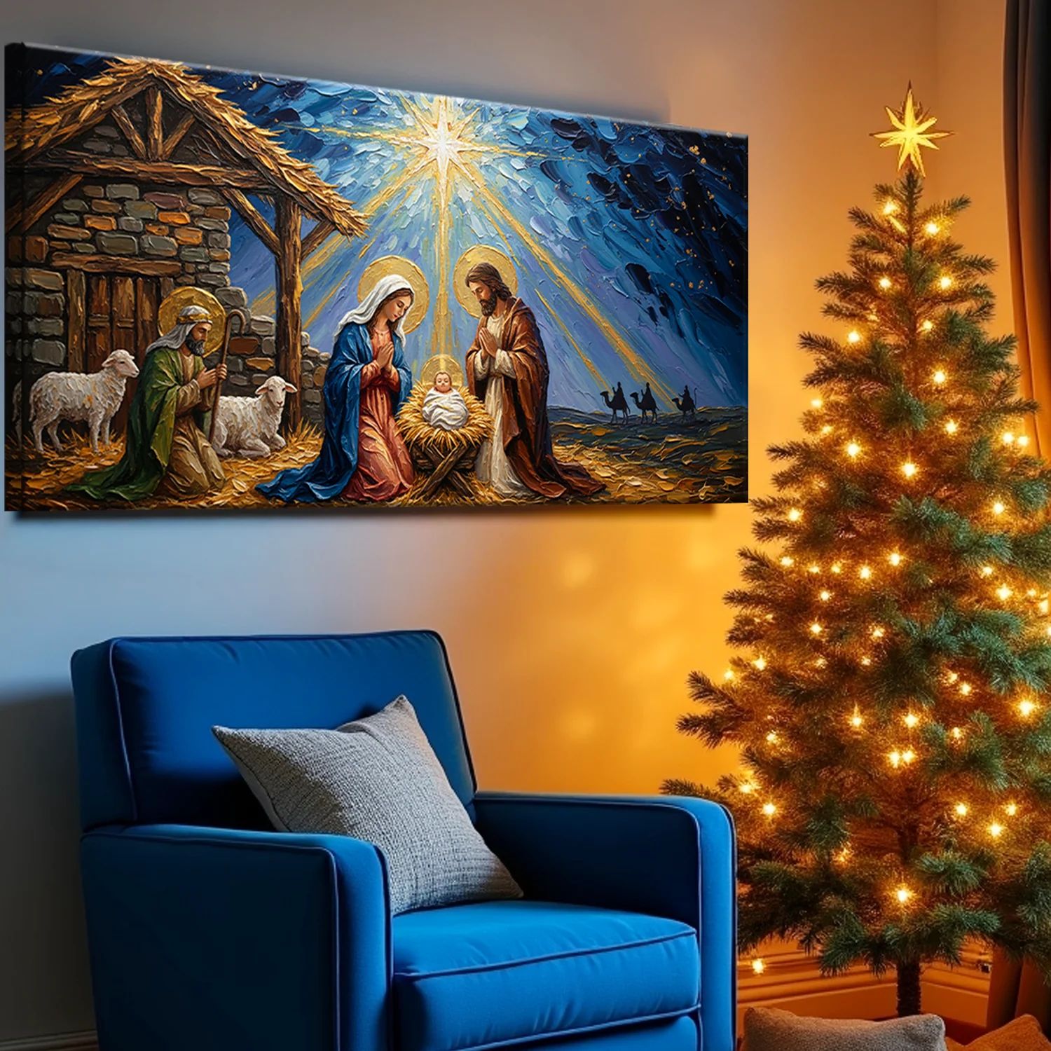 Vintage Christmas Nativity Scene Christmas Wall Art - Image 4
