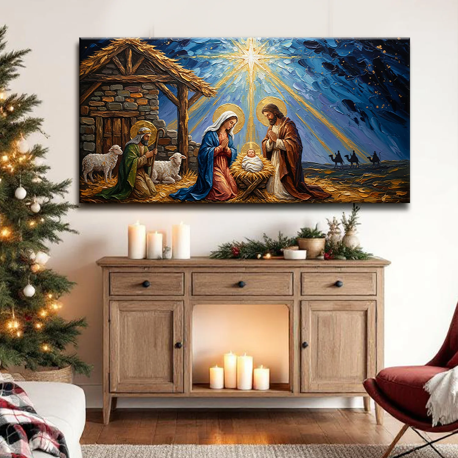 Vintage Christmas Nativity Scene Christmas Wall Art - Image 5