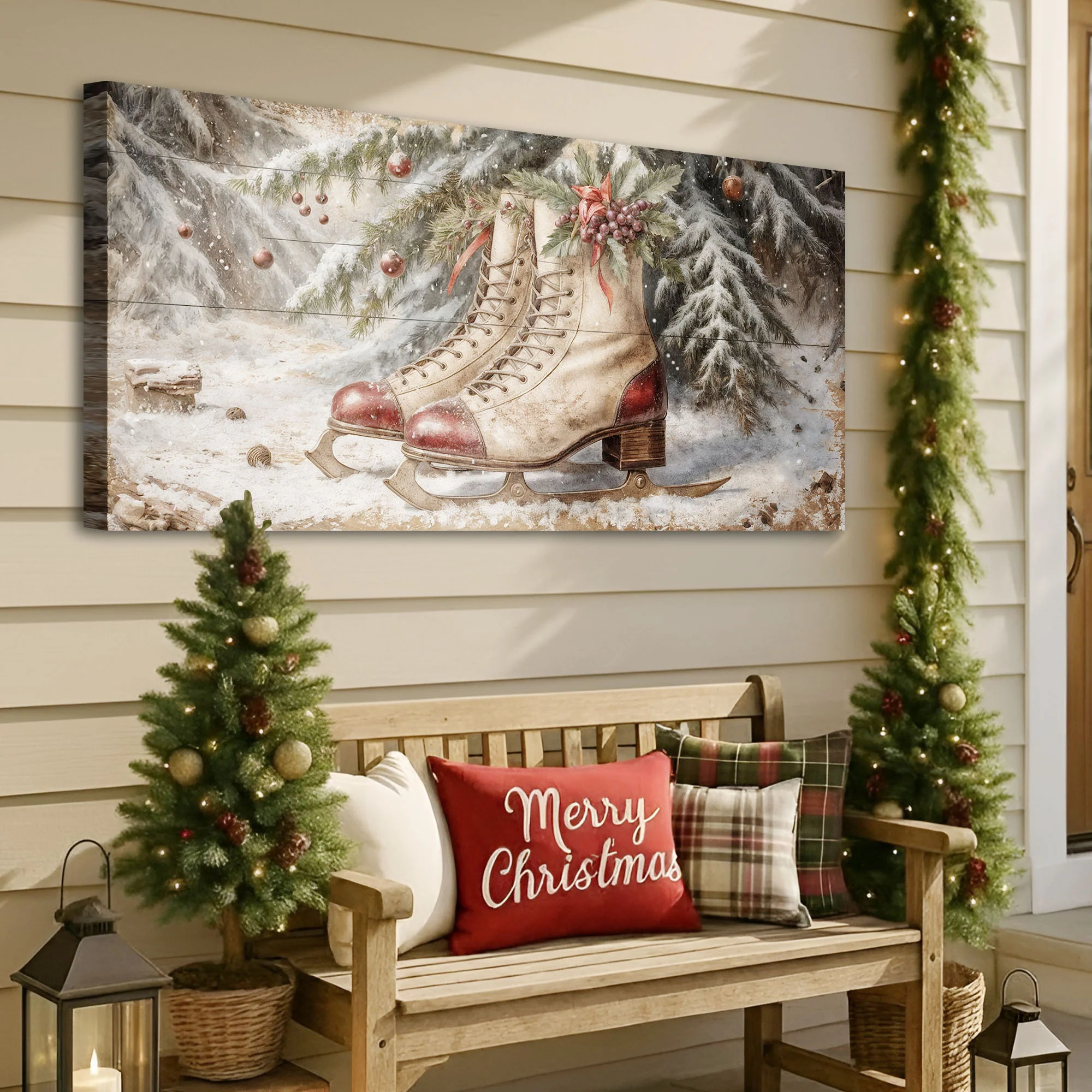 Vintage Christmas Red Skates Wall Art - Image 2