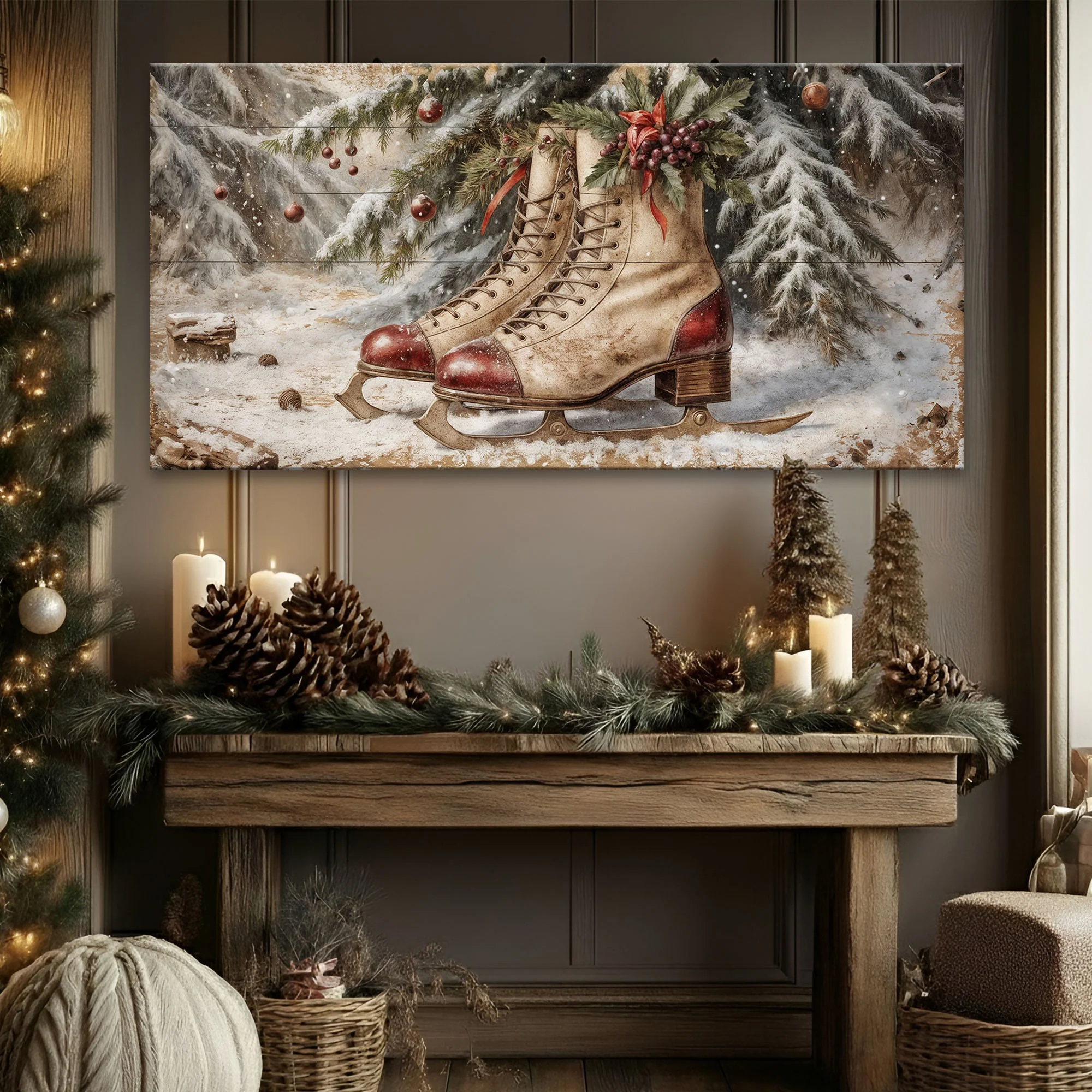 Vintage Christmas Red Skates Wall Art - Image 3