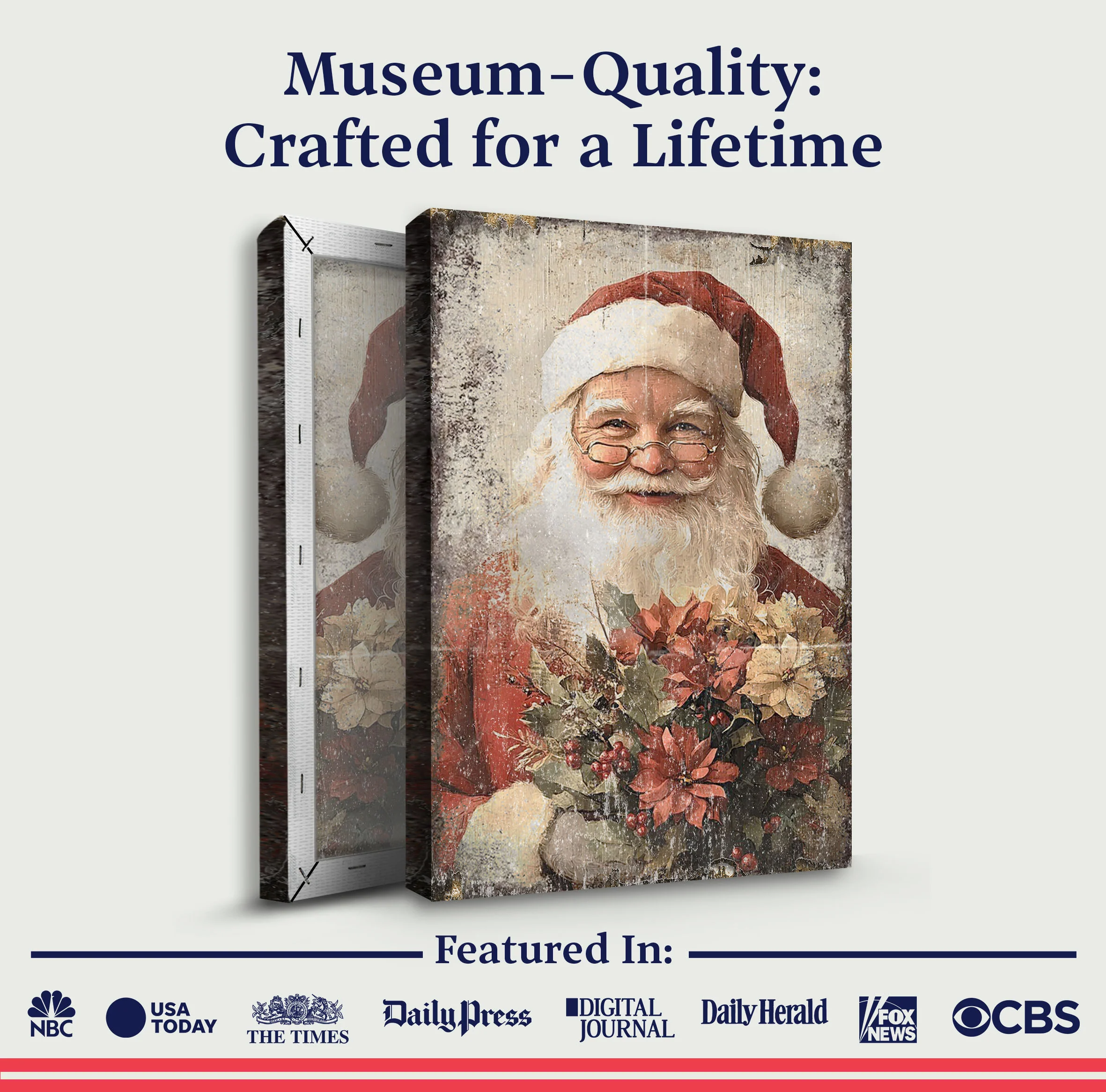 Vintage Christmas Santa Claus Wall Art - Image 5