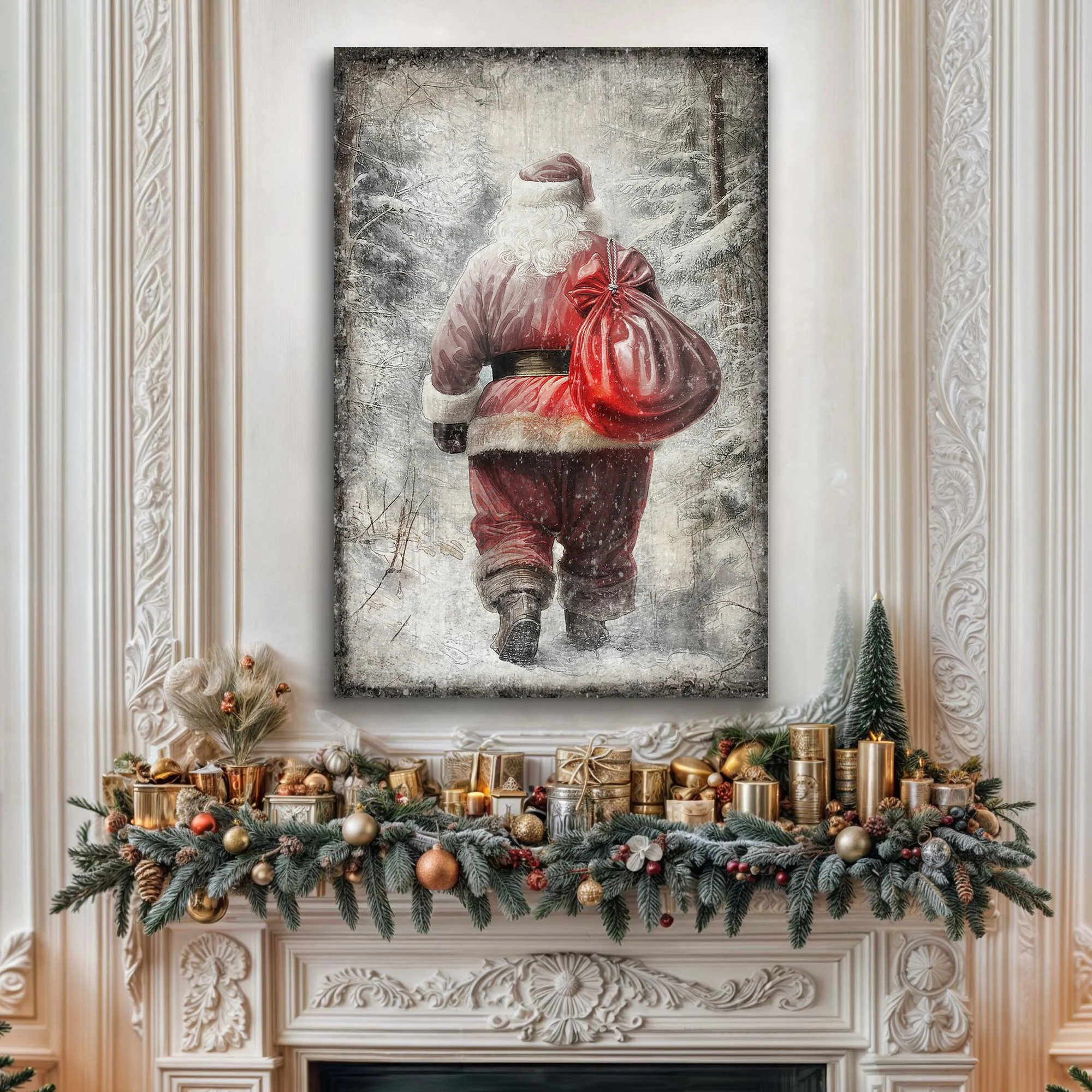 Vintage Christmas Santa Claus Wall Art III - Image 2
