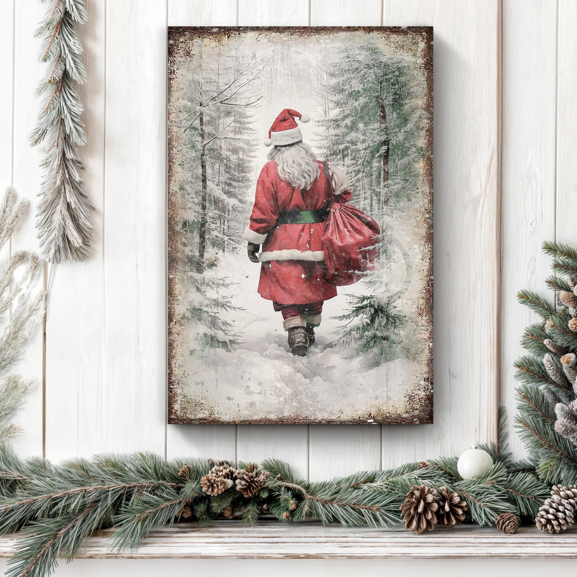 Vintage Christmas Santa Claus Wall Art V - Image 2