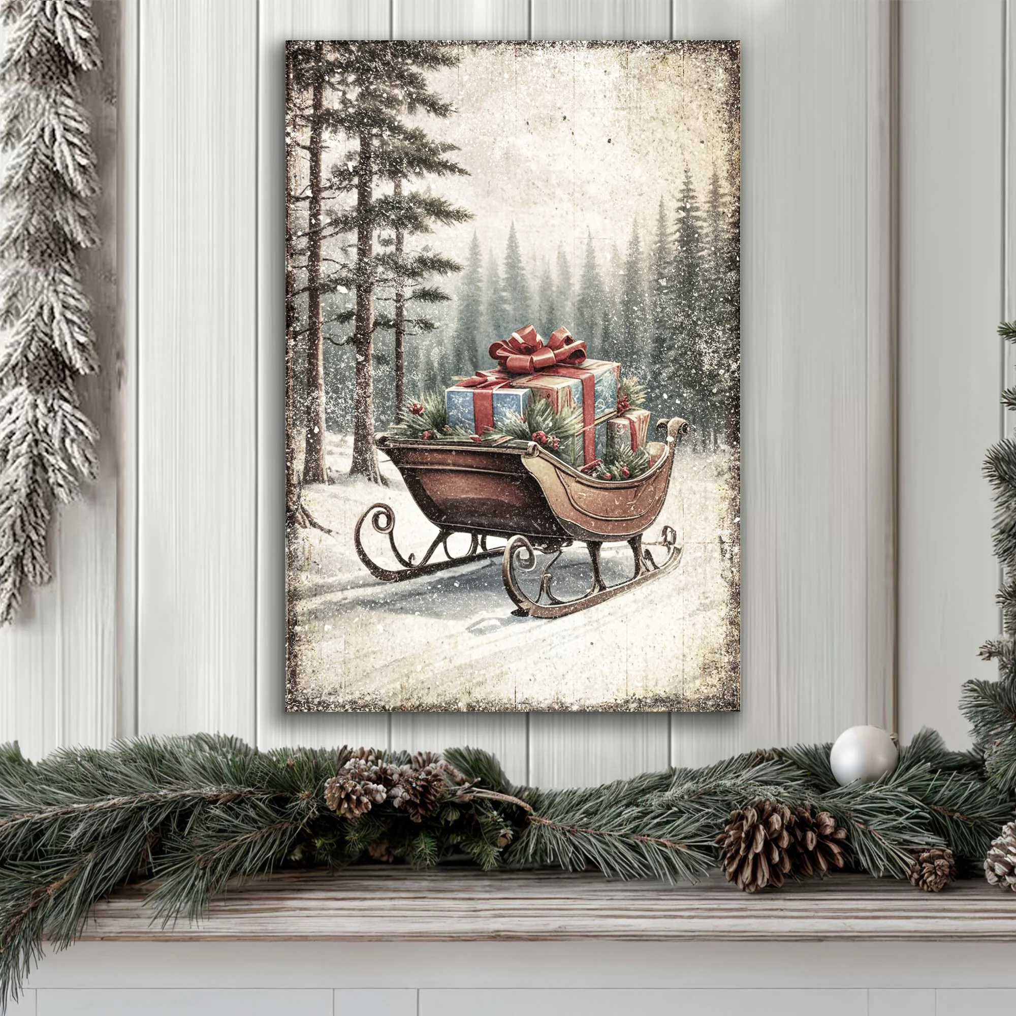Vintage Christmas Sleigh Sled Wall Art III - Image 3