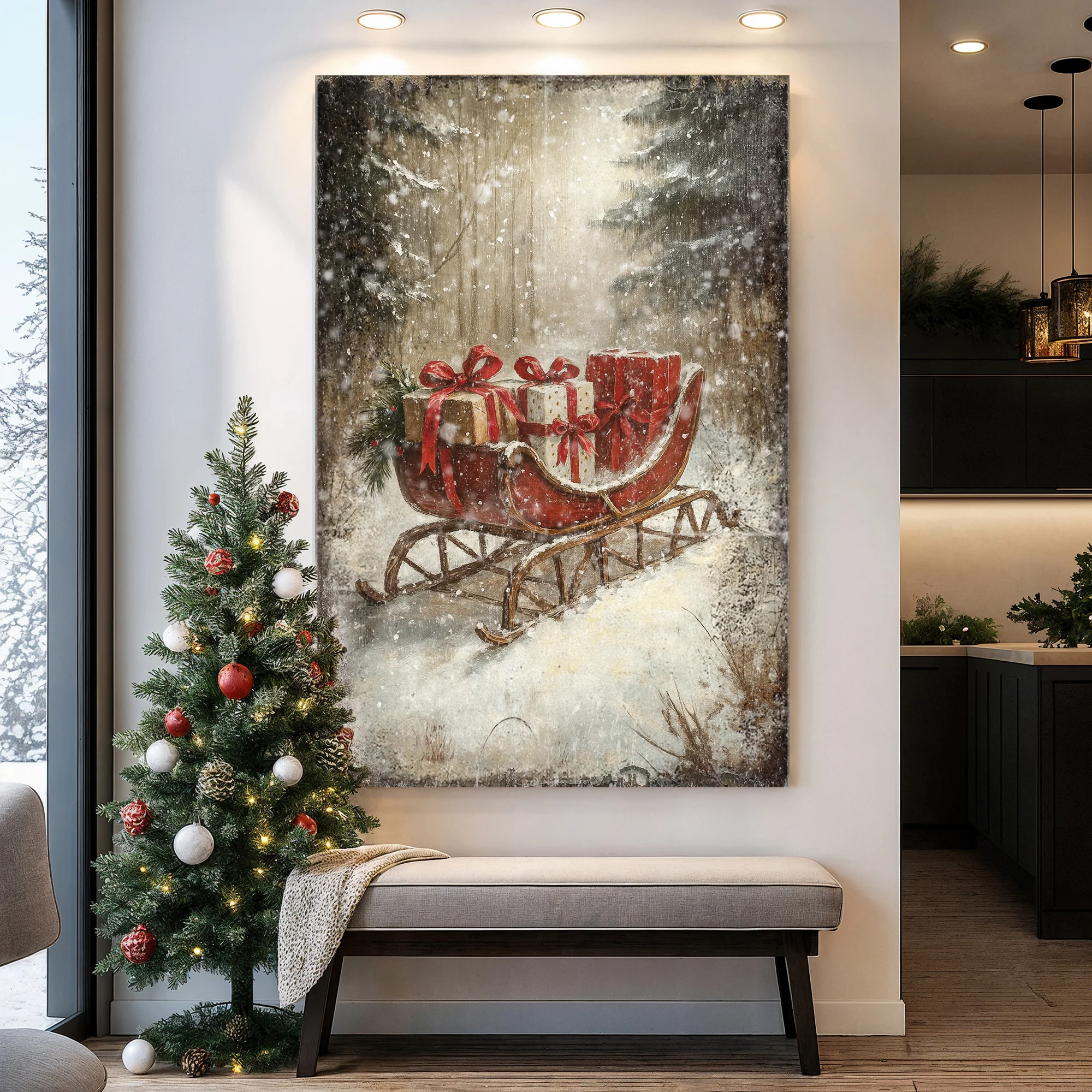 Vintage Christmas Sleigh Sled Wall Art VII - Image 2