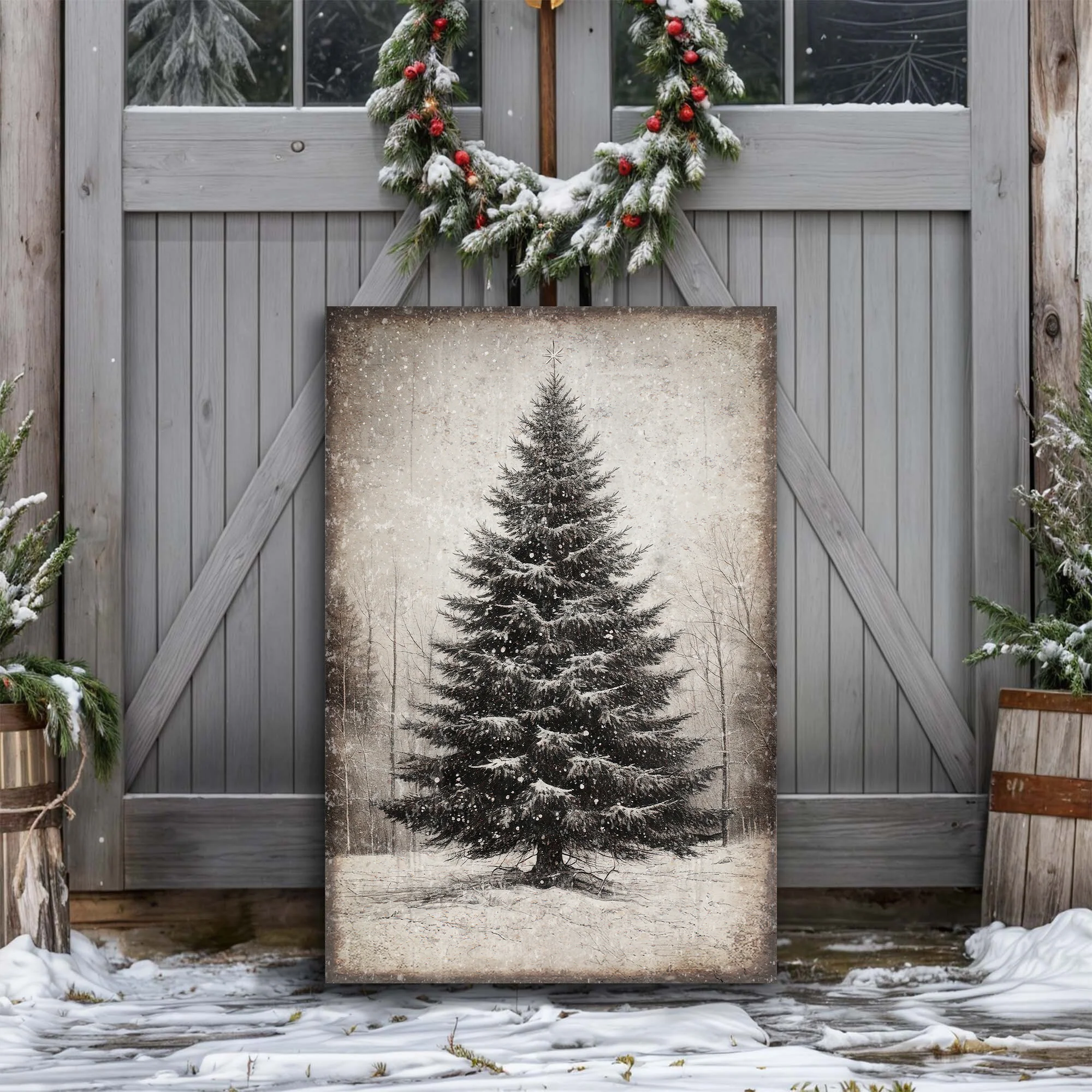 Vintage Christmas Tree Wall Art III - Image 2