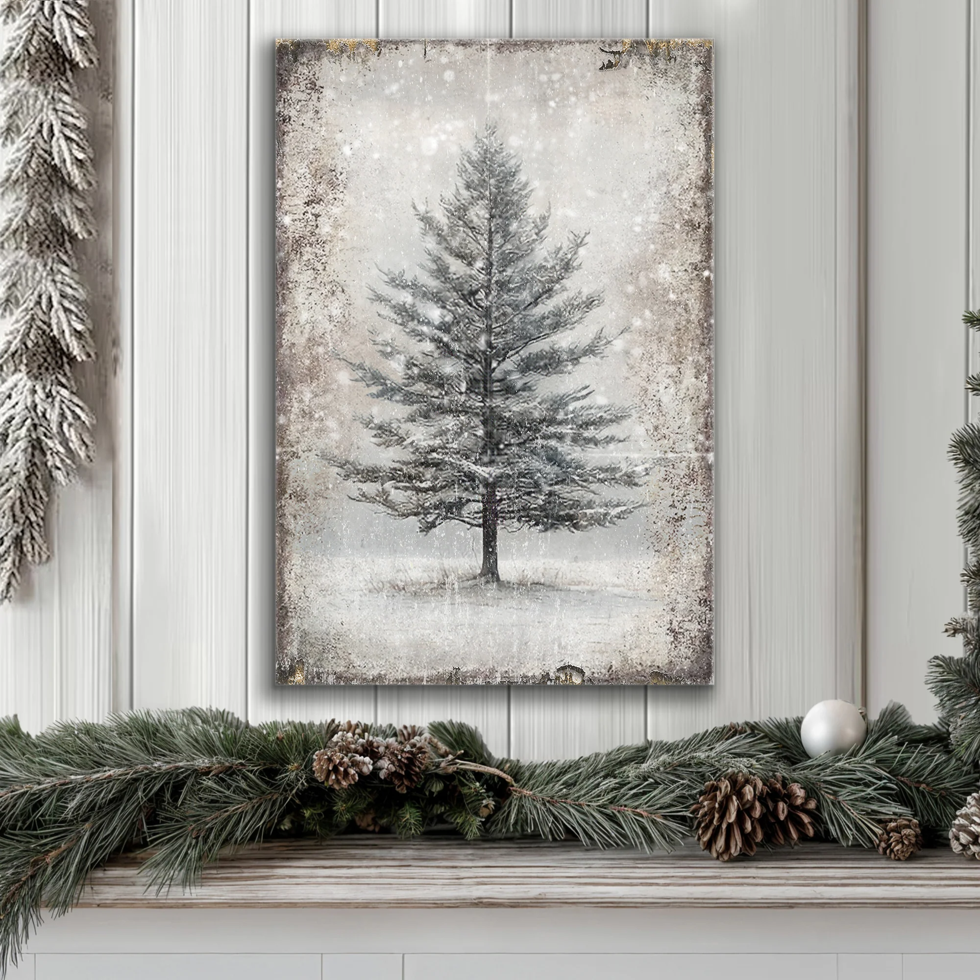 Vintage Christmas Tree Wall Art VII - Image 4