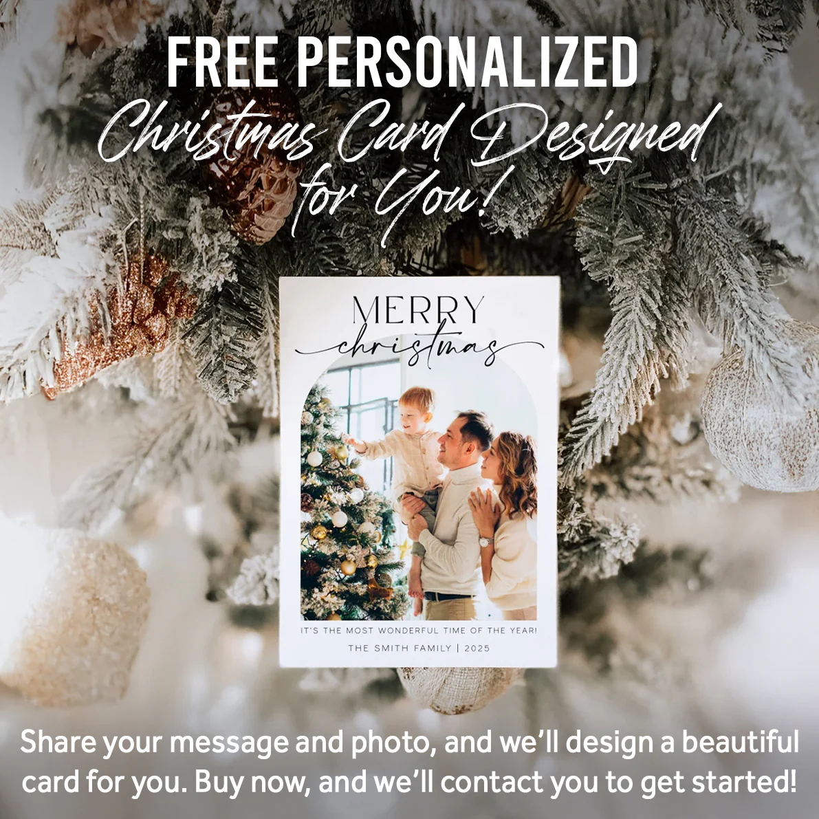 Vintage Christmas Tree Wall Art with Free Personalized Christmas Card - Image 2