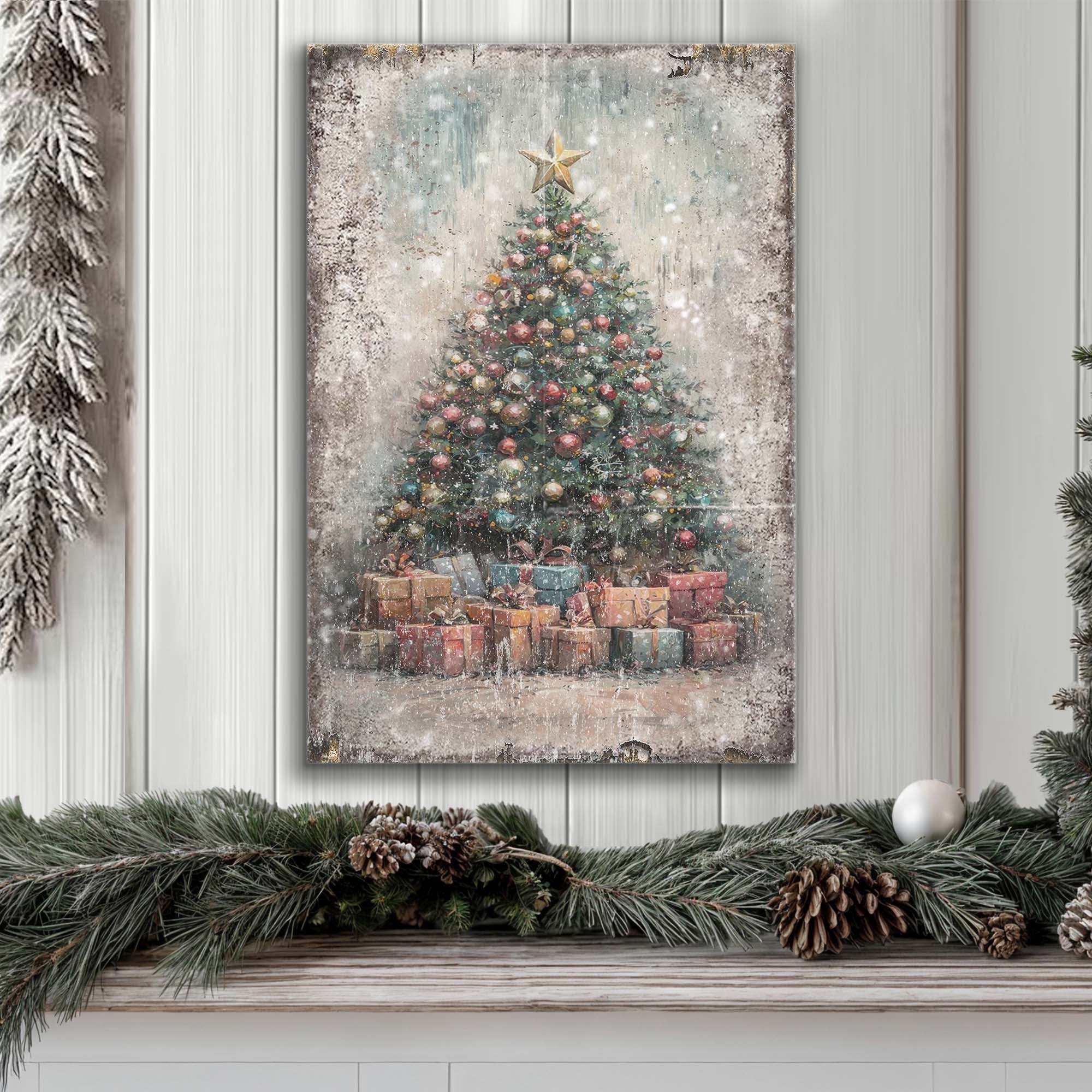 Vintage Christmas Tree With Gifts Wall Art - Image 4
