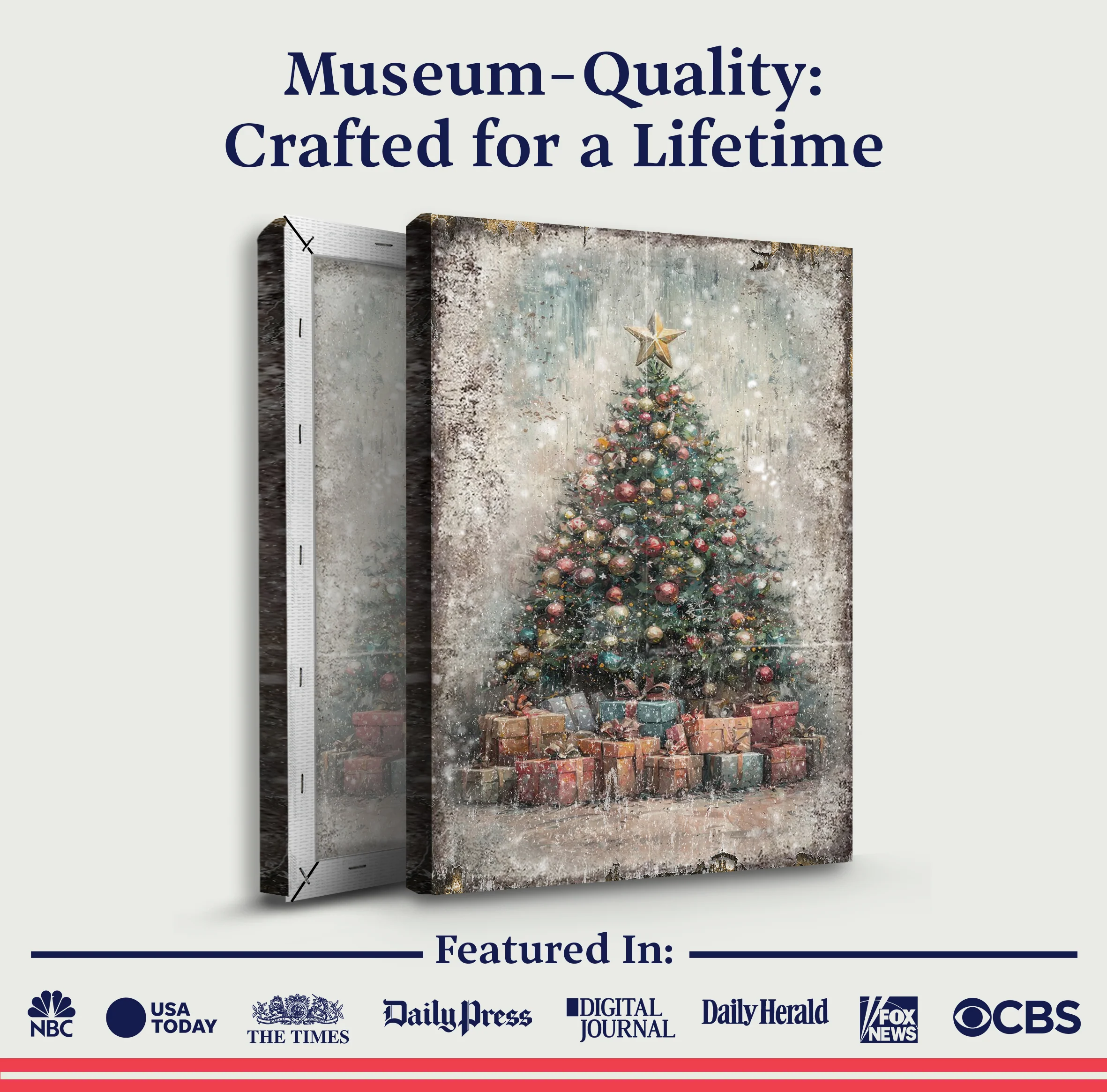 Vintage Christmas Tree With Gifts Wall Art - Image 5
