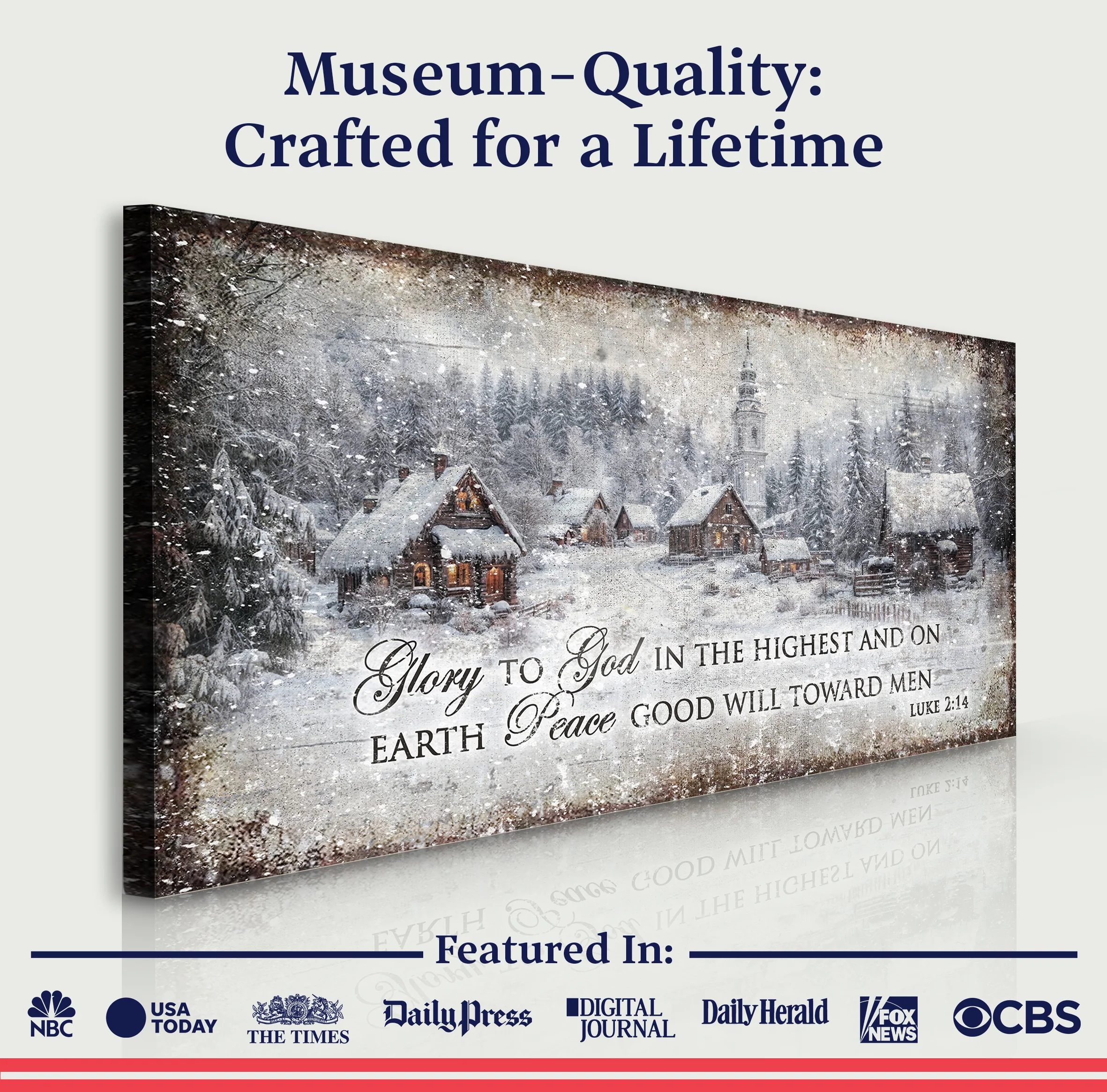Vintage Christmas Village Luke 2:14 Scripture Sign - Image 4