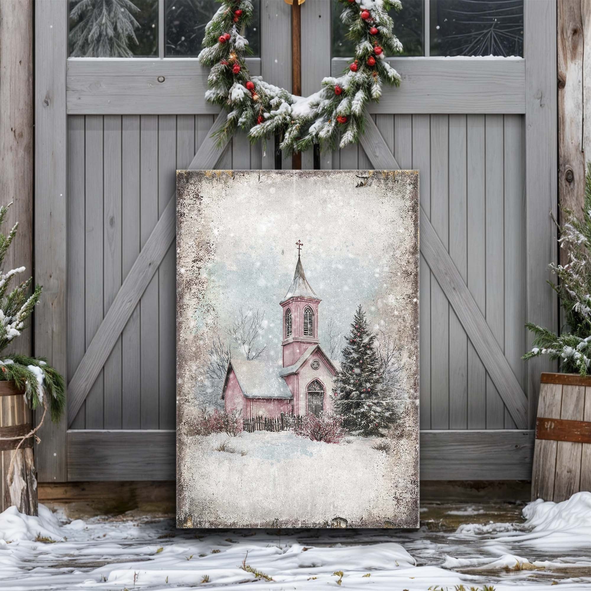 Vintage Church Christmas Wall Art - Image 3
