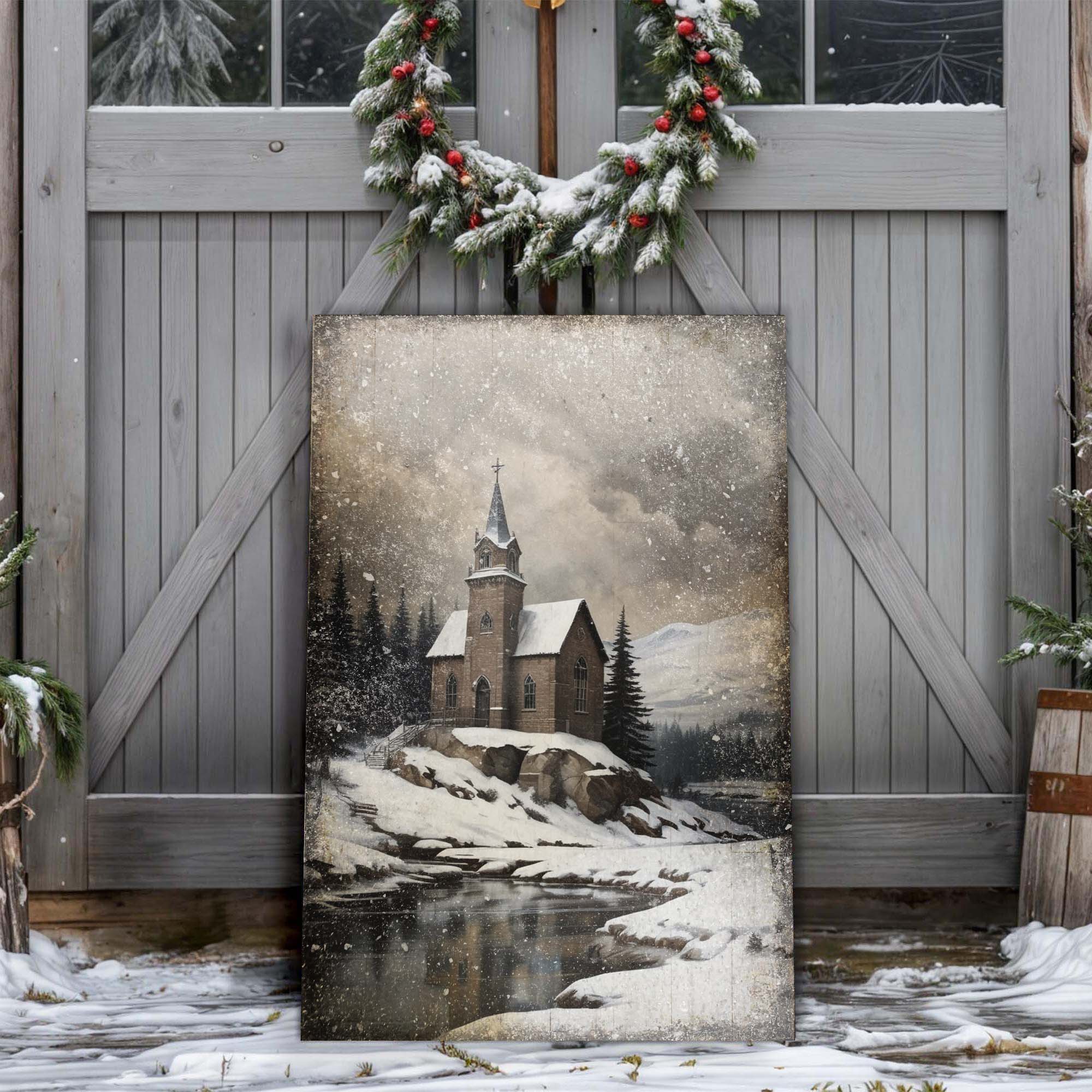 Vintage Church Christmas Wall Art II - Image 2
