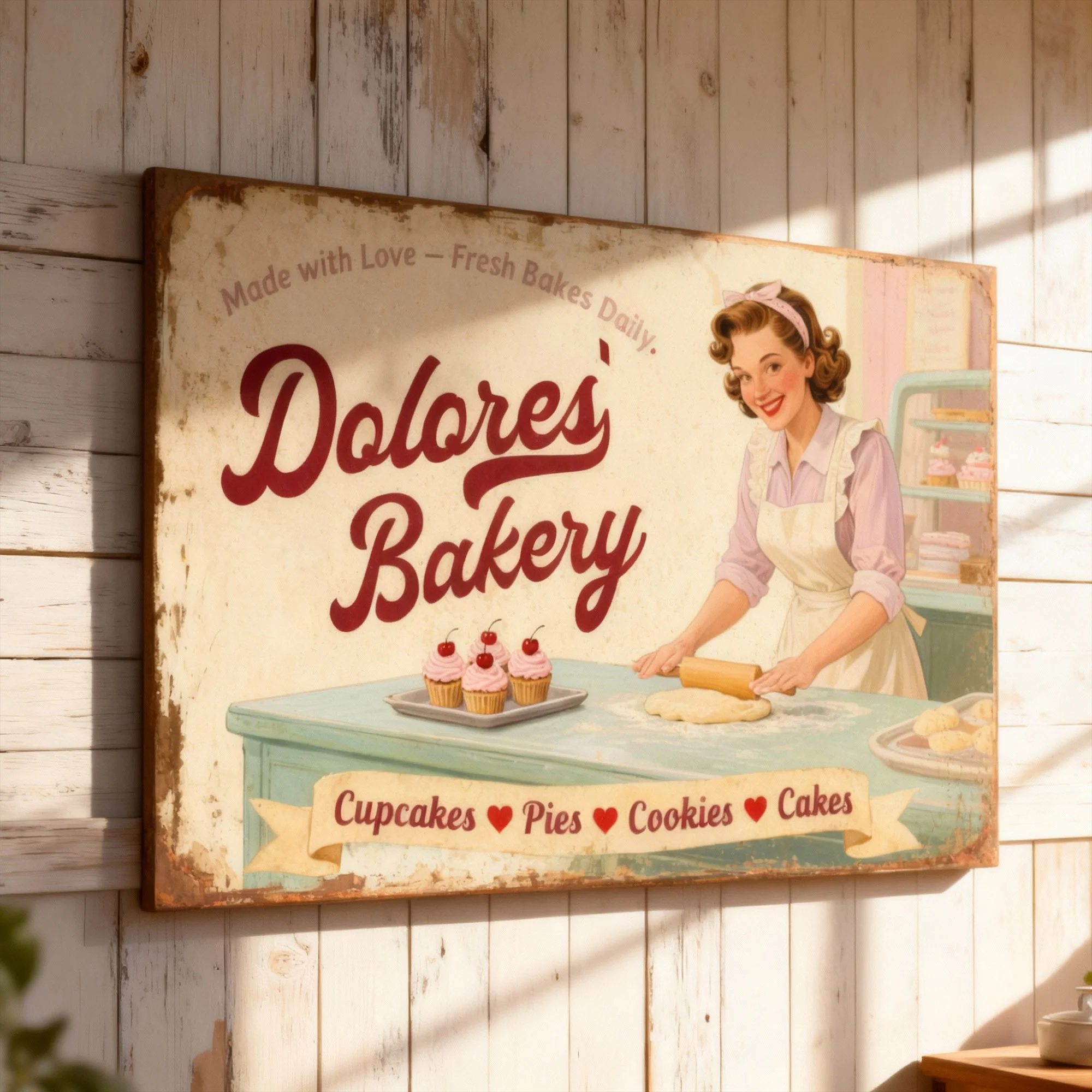 Vintage Mom's Bakery Farmhouse Wall Sign - Image 2